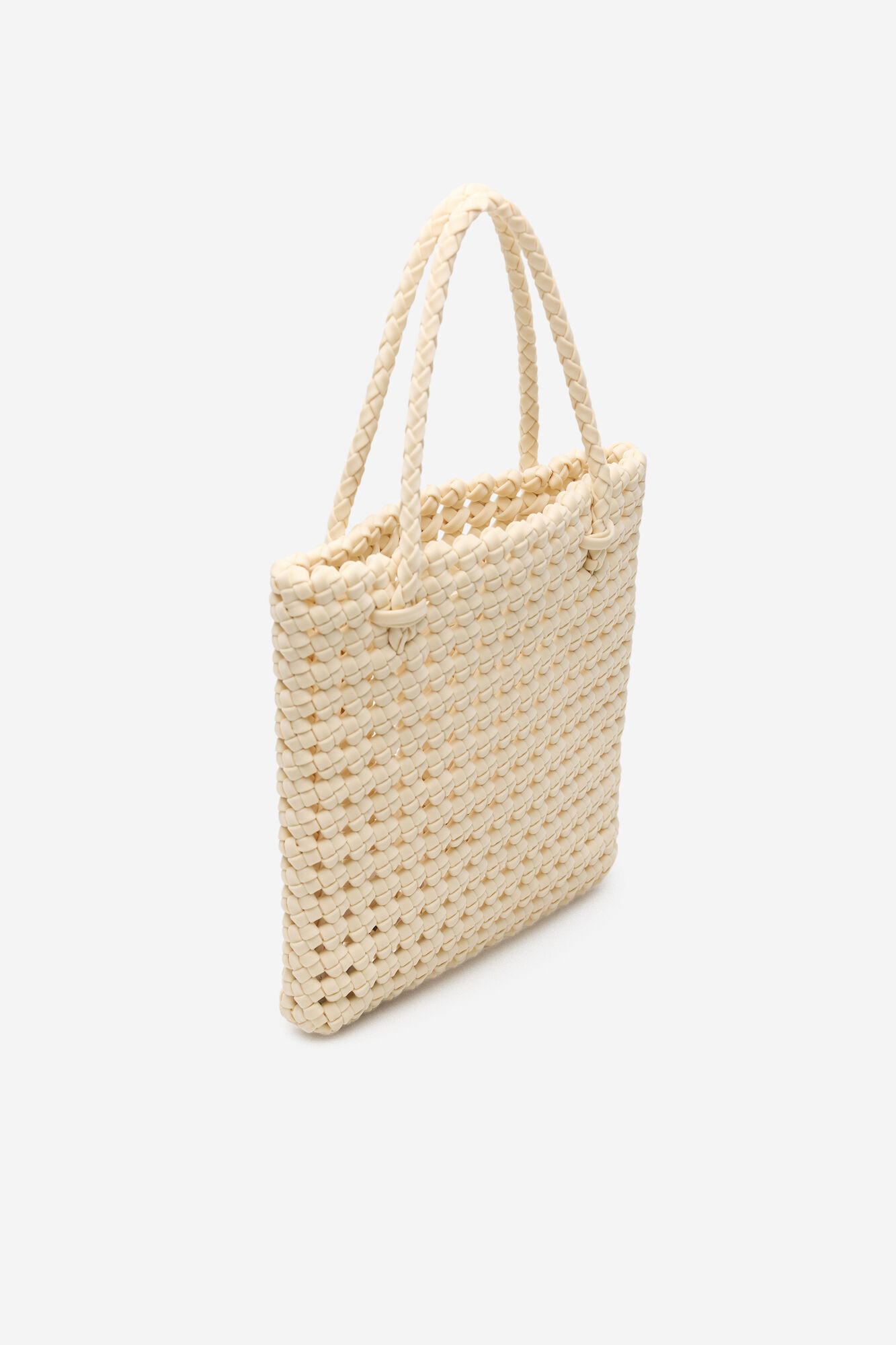 Cortefiel Fabric braided handbag Ivory