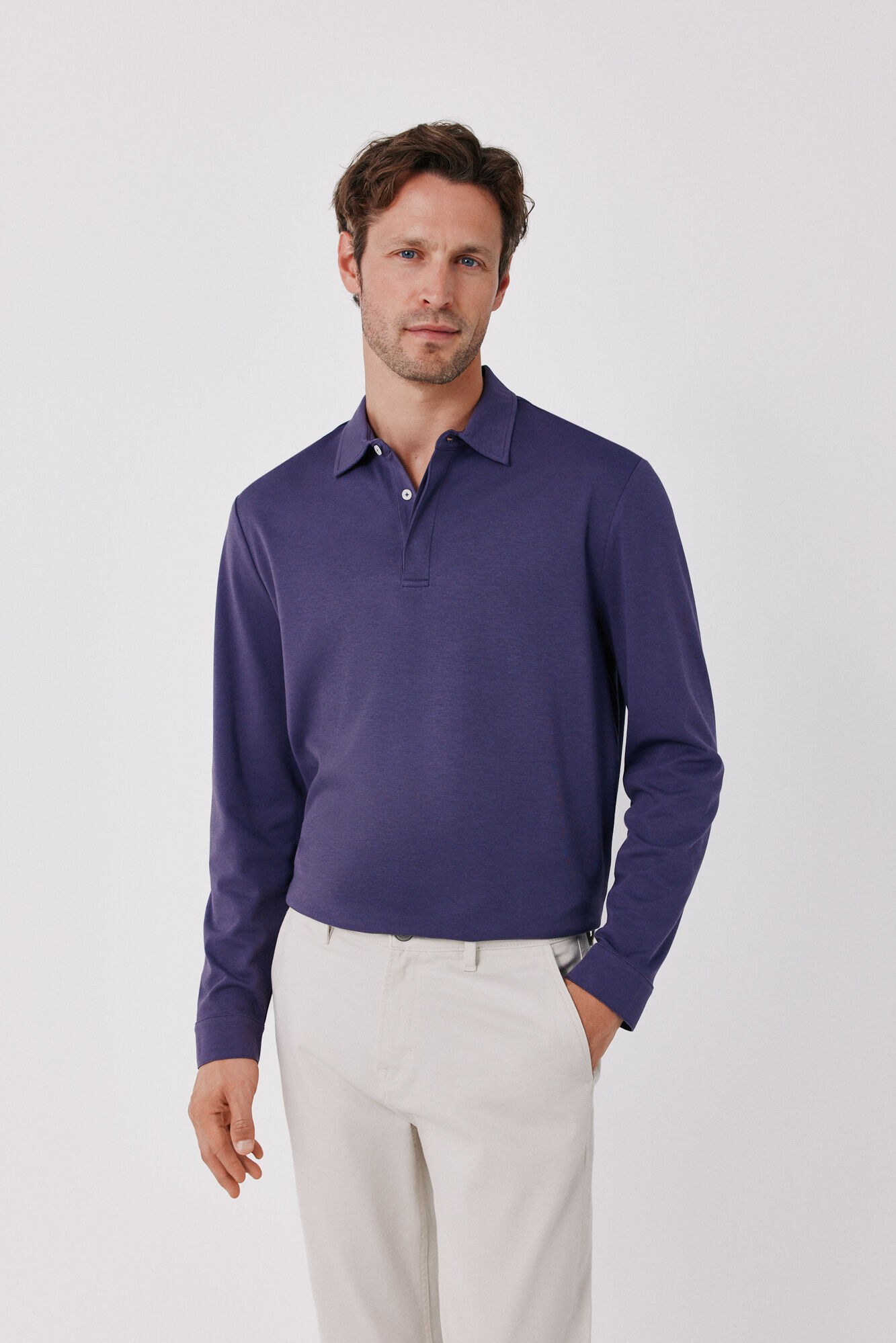 Cortefiel Long sleeve refined polo shirt
