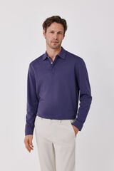 Cortefiel Long sleeve refined polo shirt Purple