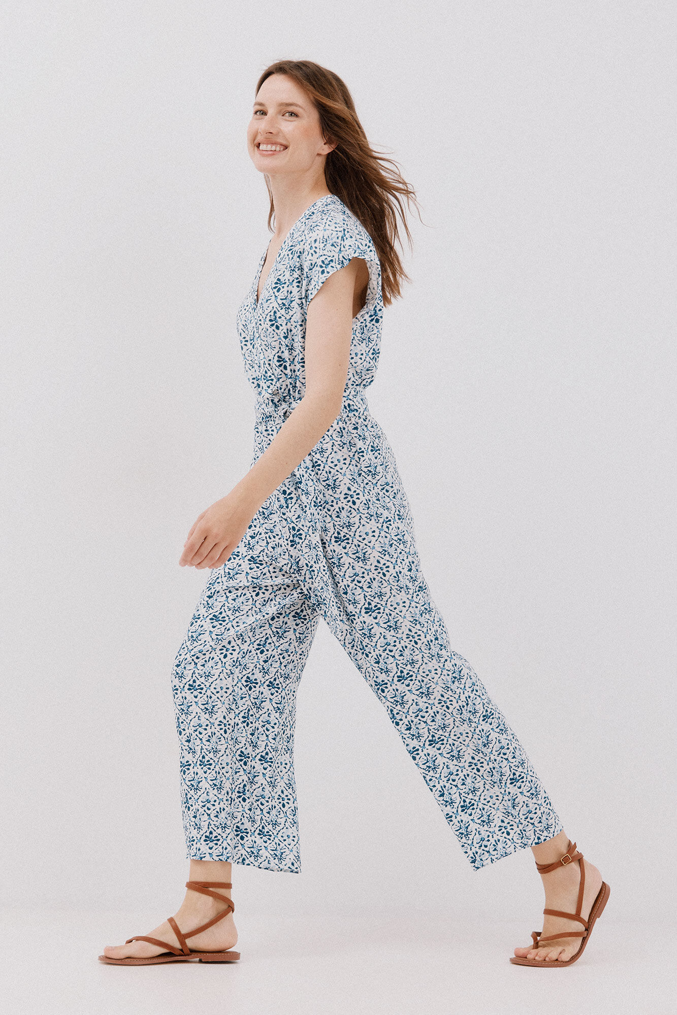 Cortefiel print crossover jumpsuit