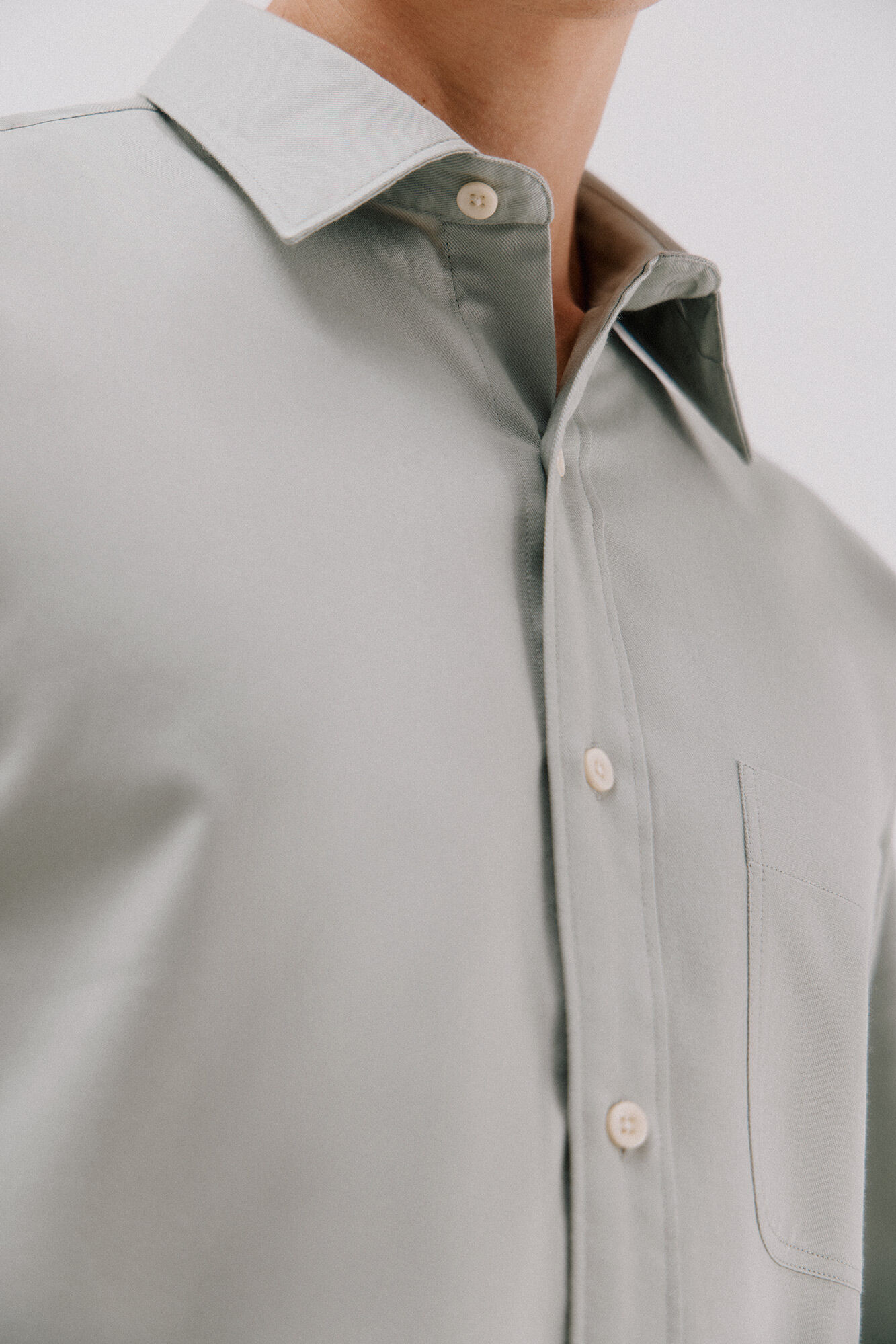 Cortefiel Camisa gabardina Tencel Kaki