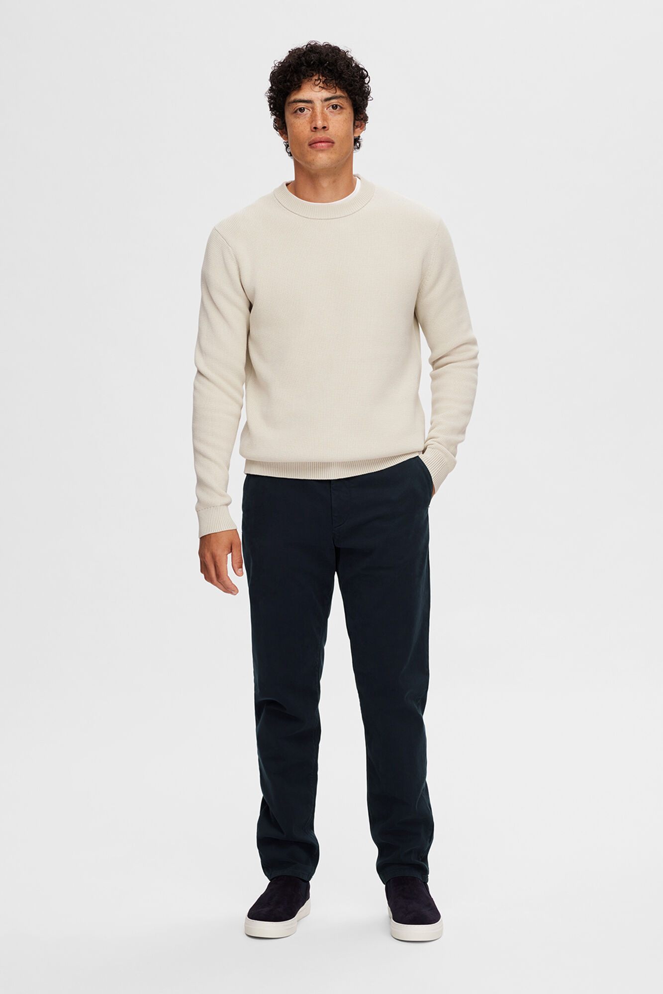 Selected Jersey estructura 100% algod&oacute;n org&aacute;nico. Beige