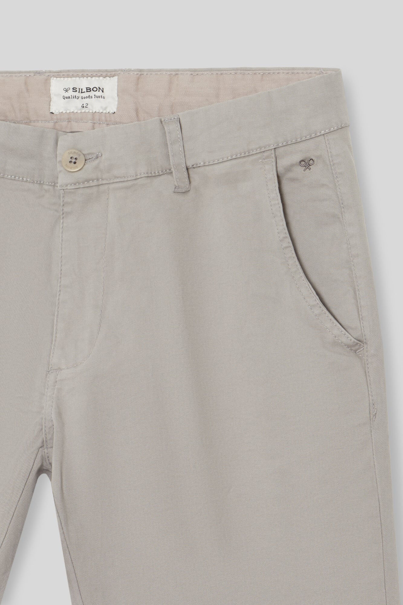 Silbon Mid-grey casual chinos Grey