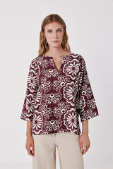 Cortefiel Printed loose tunic blouse Printed red