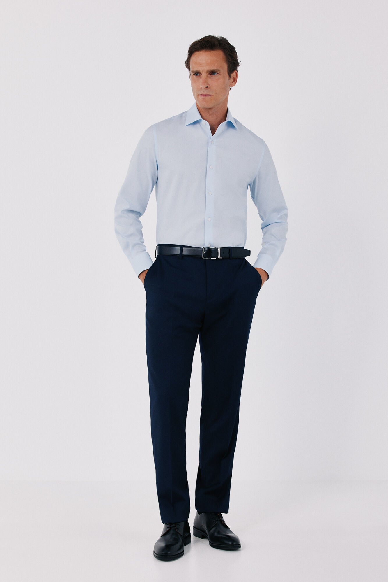 Cortefiel Plain easy-iron dress shirt Blue