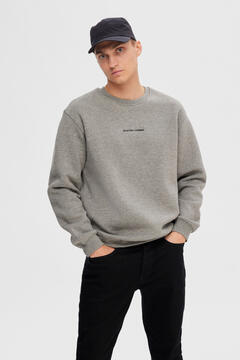 Cortefiel Sweatshirt de algodão reciclado com logo bordado Cinzento
