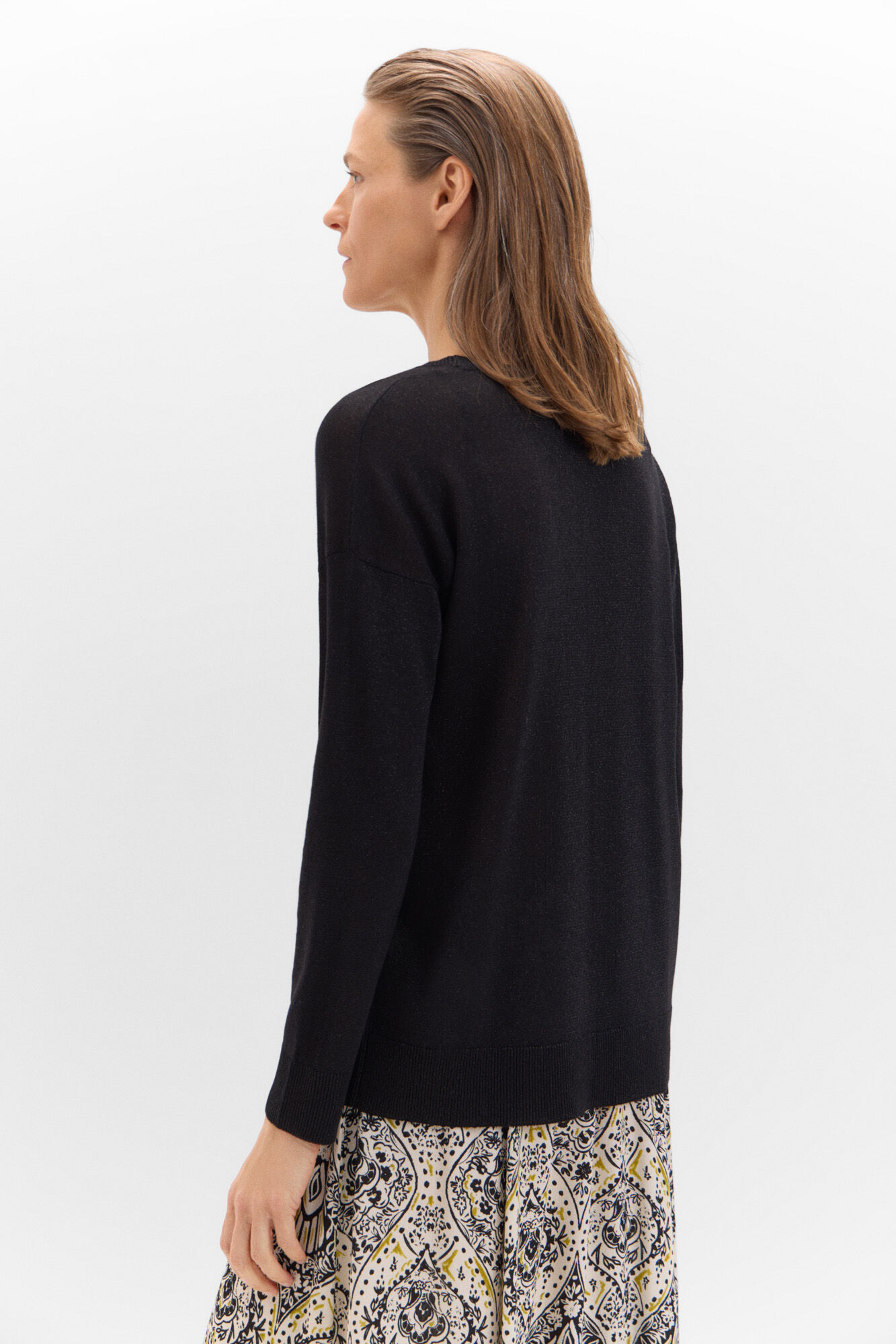 Cortefiel Metallic knit jumper Black