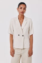 Cortefiel Women's short sleeve blazer Ivory