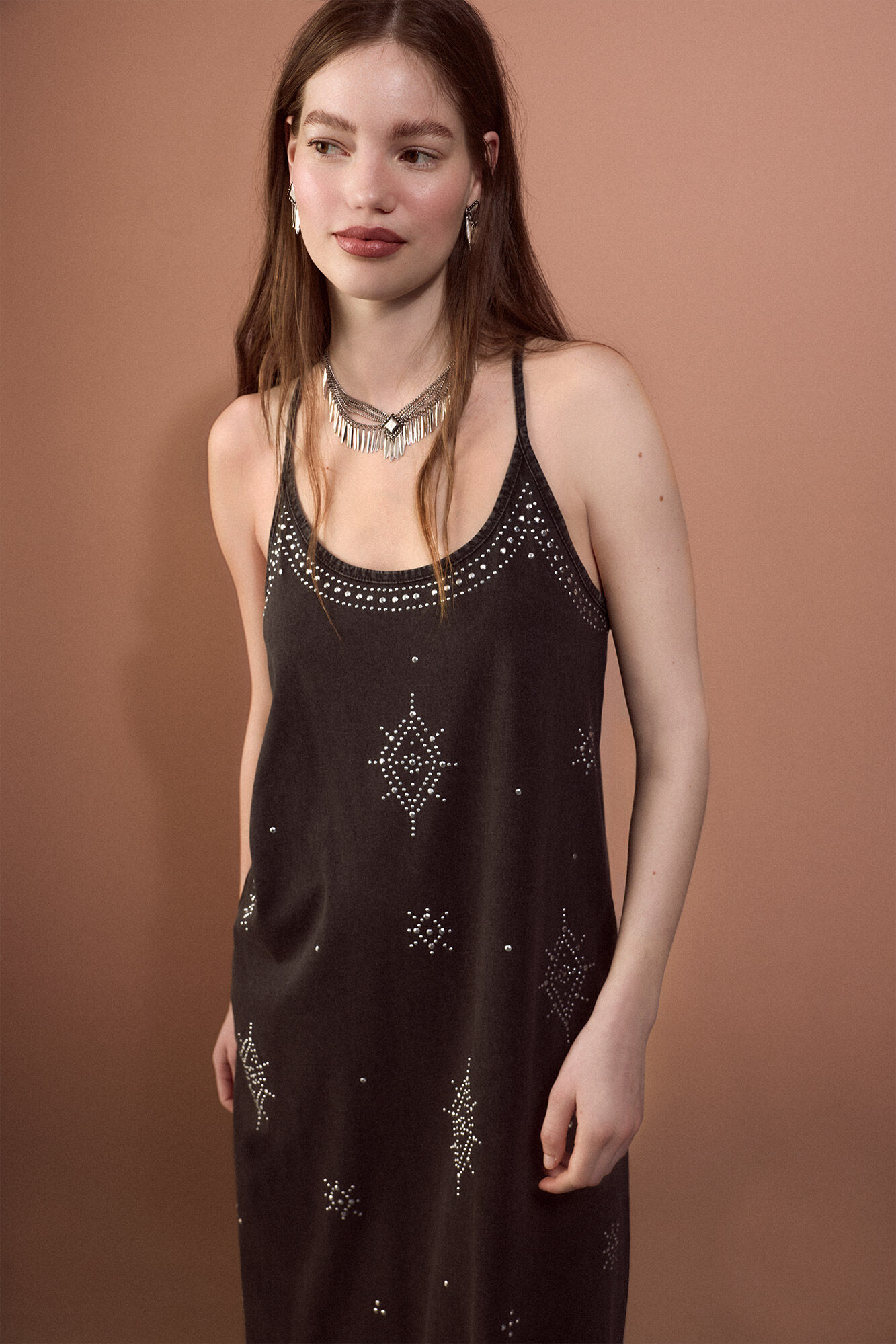 Slowlove Vestido tirantes tachas