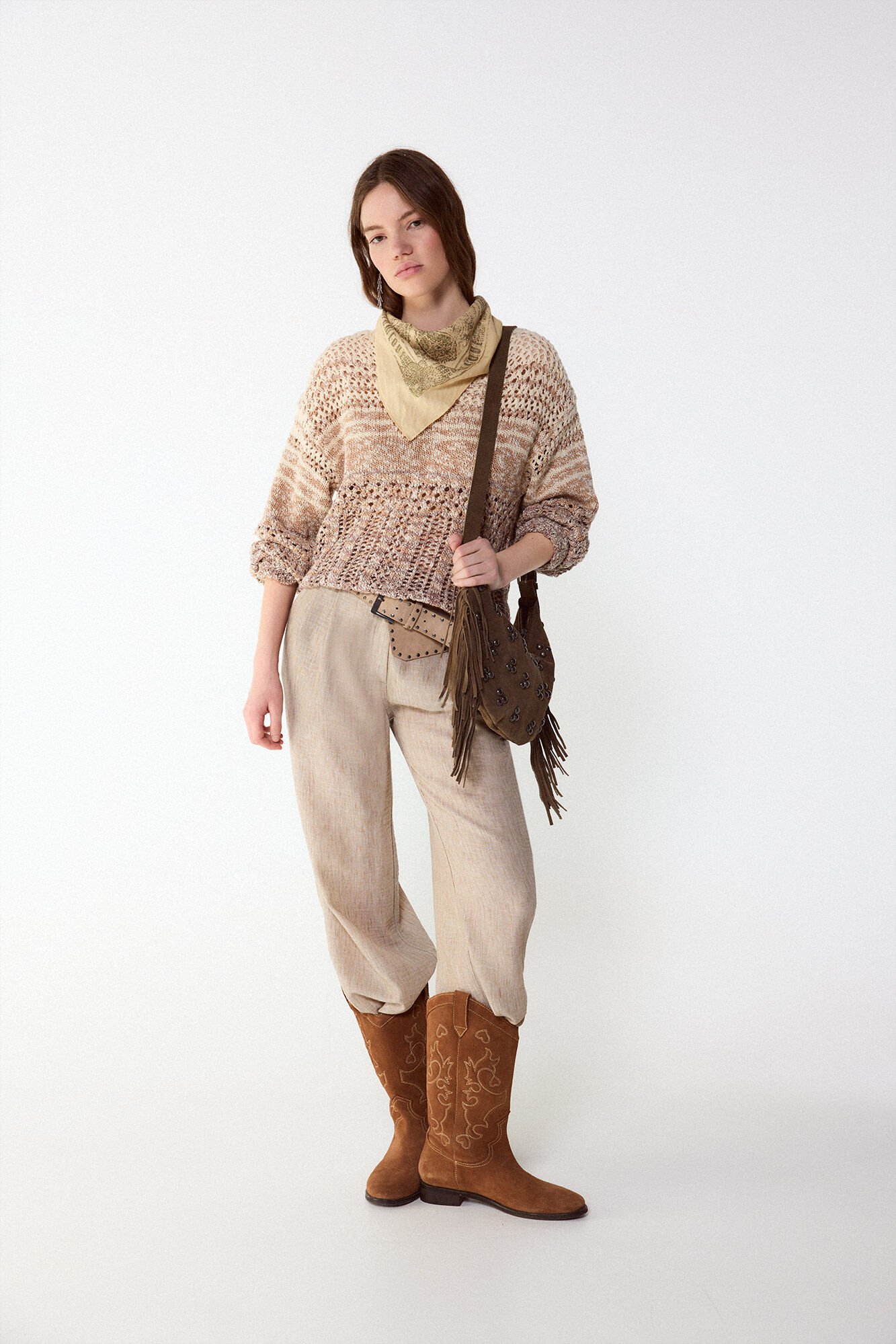 Slowlove Pantal&oacute;n flu&iacute;do &iacute;ndigo Castanho