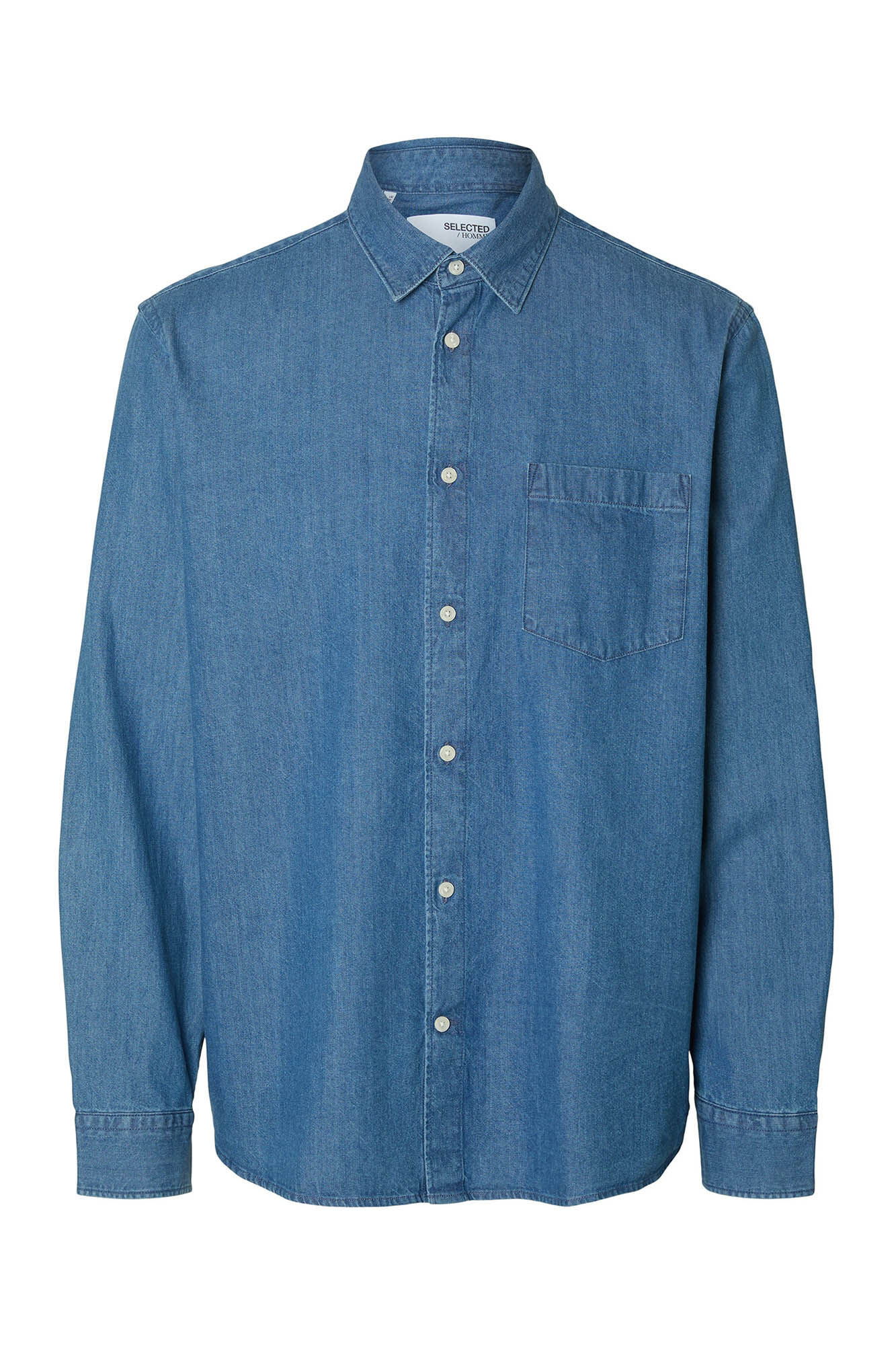 Selected Camisa algod&atilde;o org&acirc;nico Azul