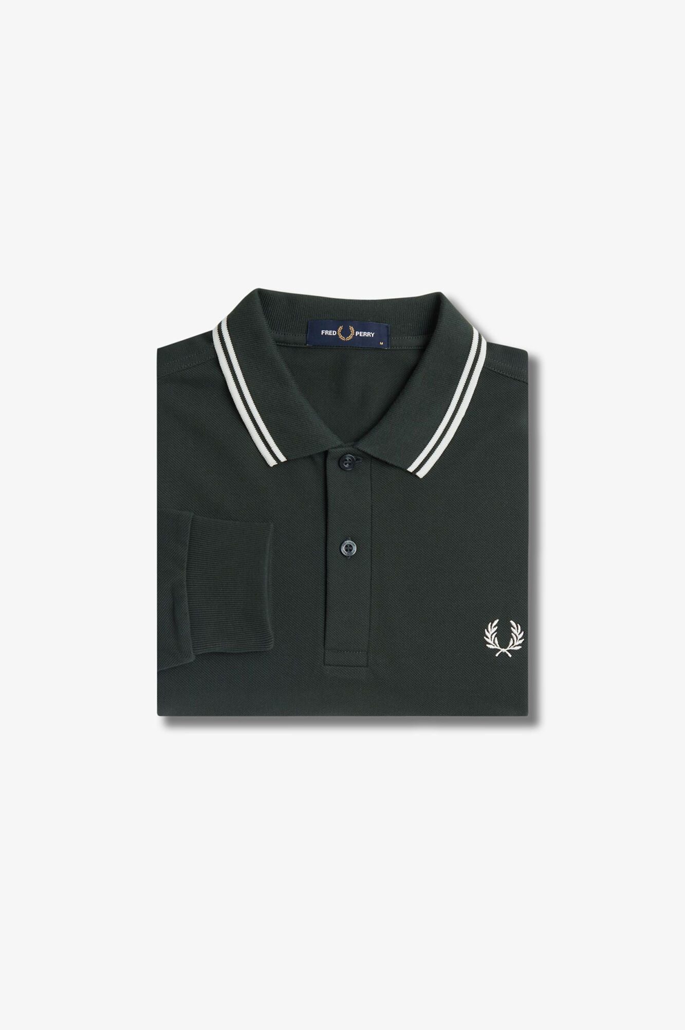 Fred Perry Polo piqu&eacute; de manga comprida masculina Verde