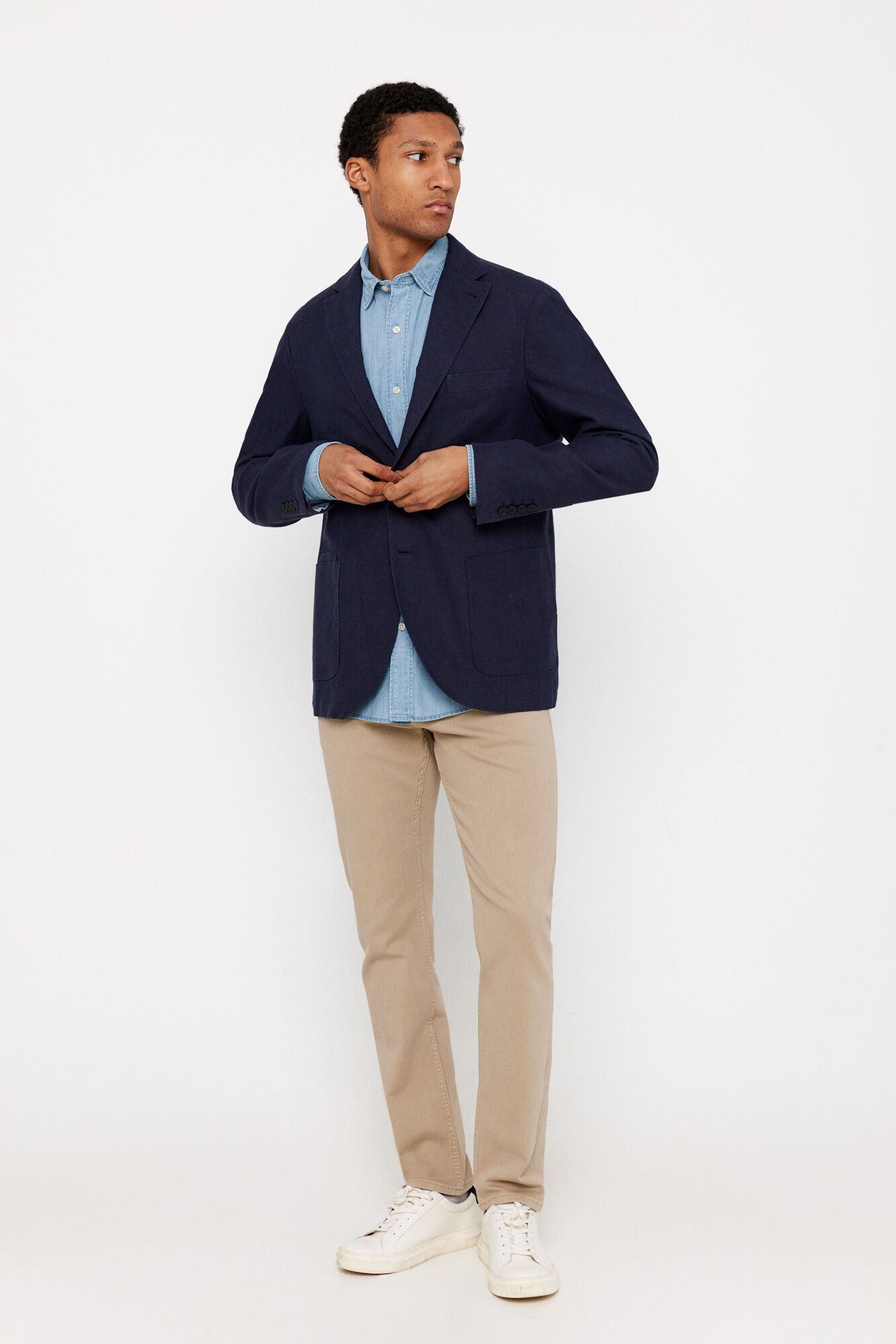 Cortefiel Linen blazer Navy