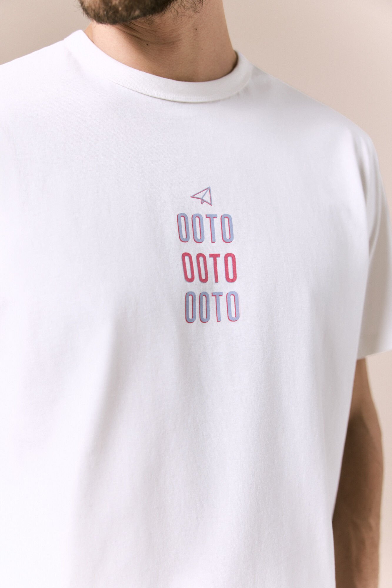 OOTO T-shirt lavada com logo Branco