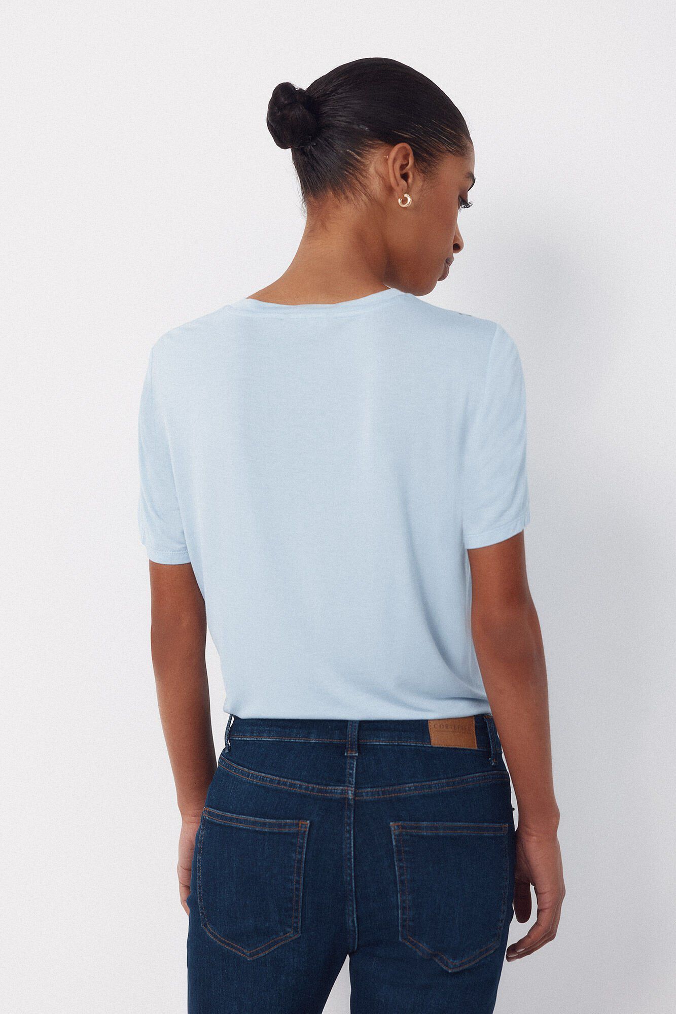 Cortefiel Top combinado em tecido estampado Azul