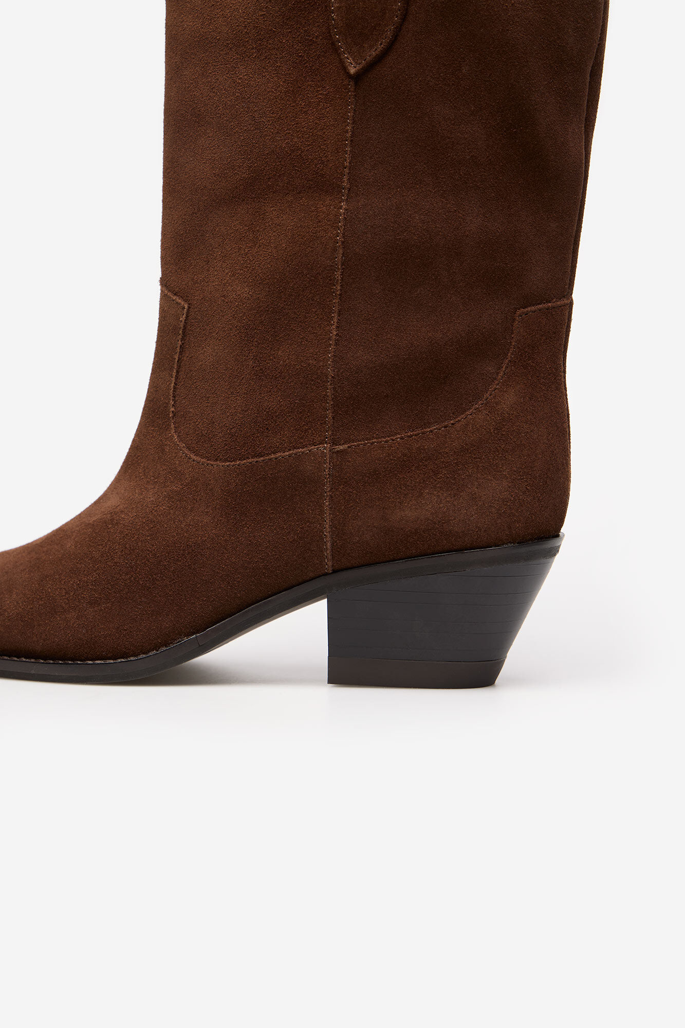 Cortefiel Split leather cowboy boots Dark brown