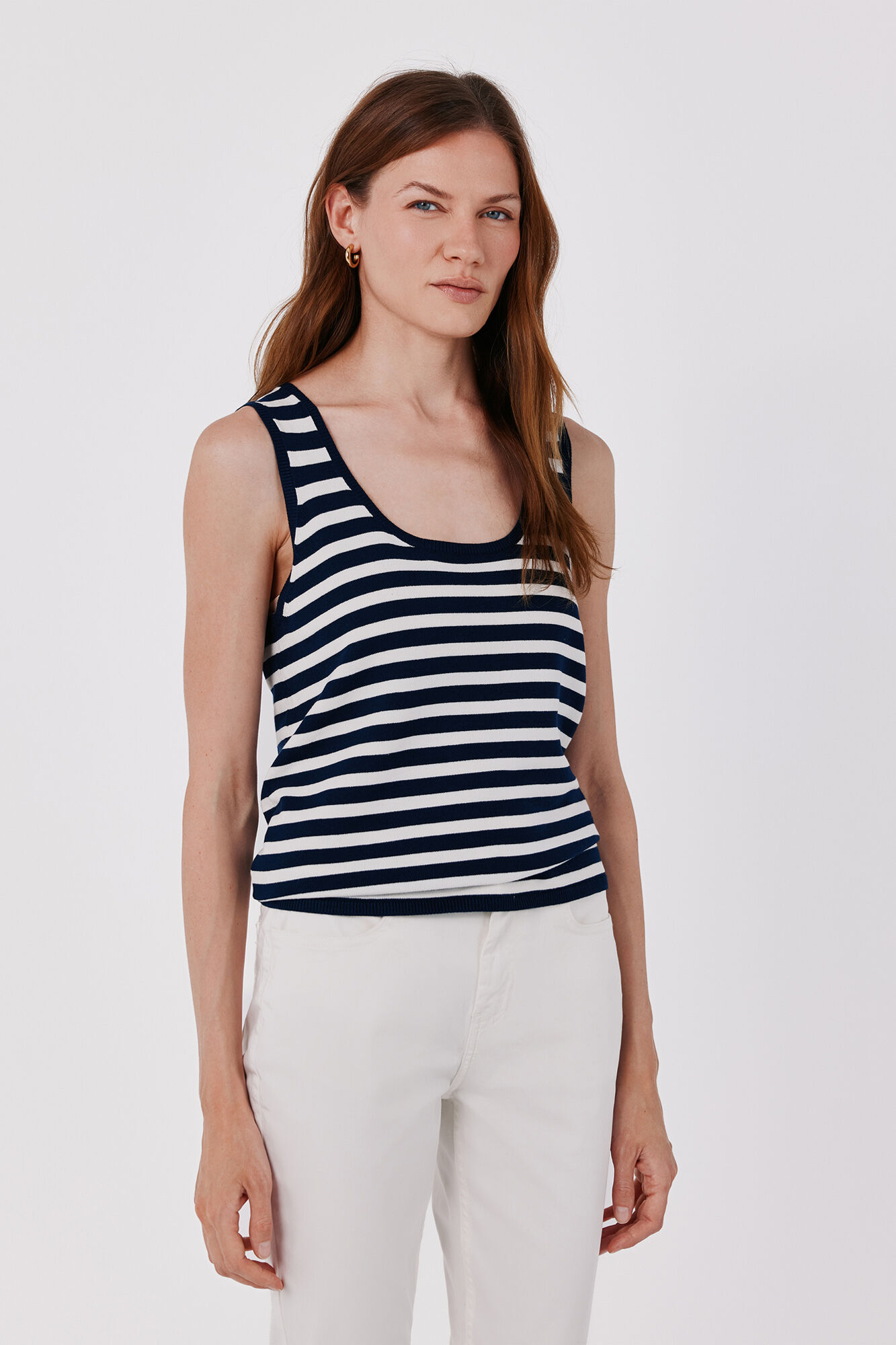 Cortefiel Striped knit top Navy