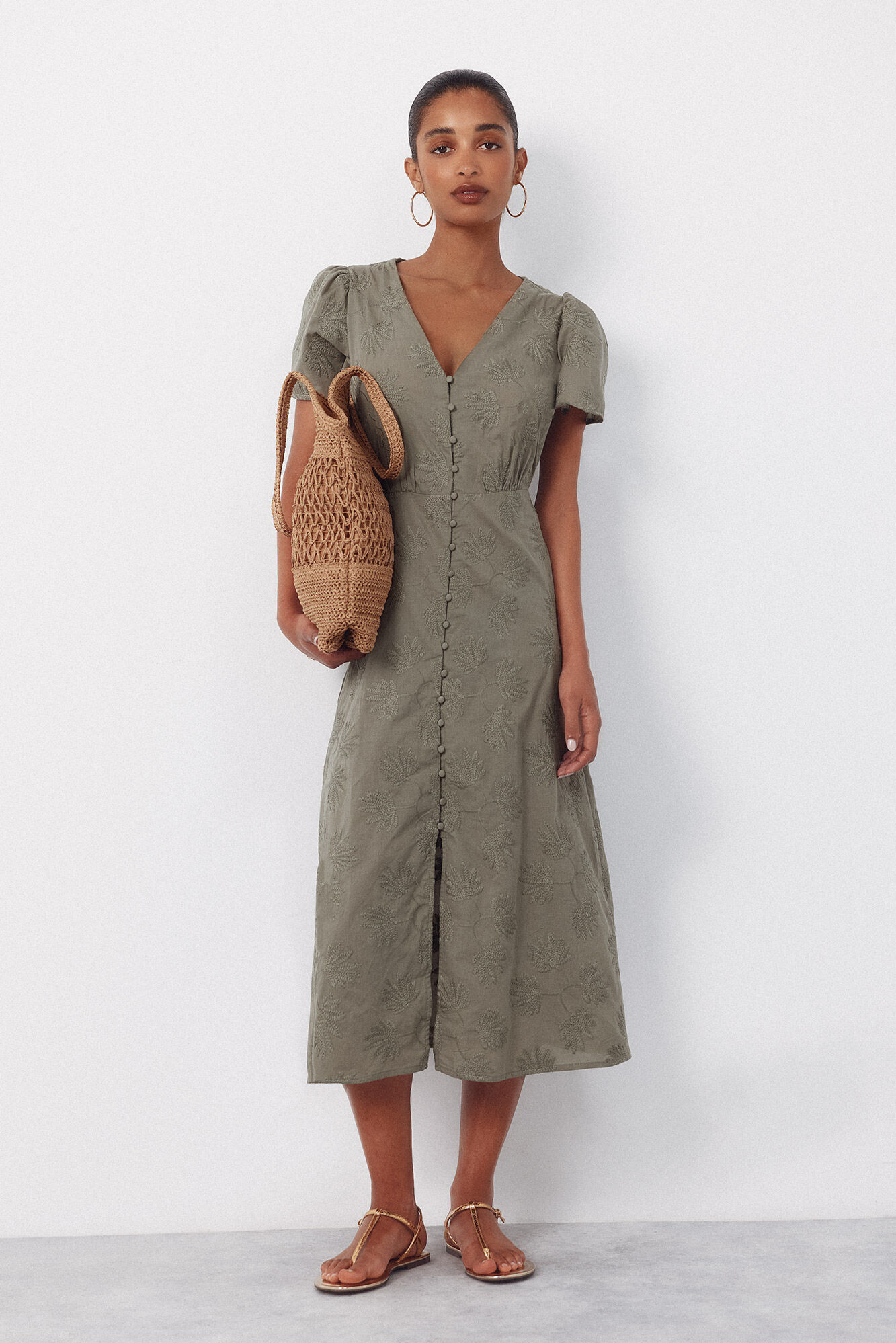 Cortefiel Embroidered dress