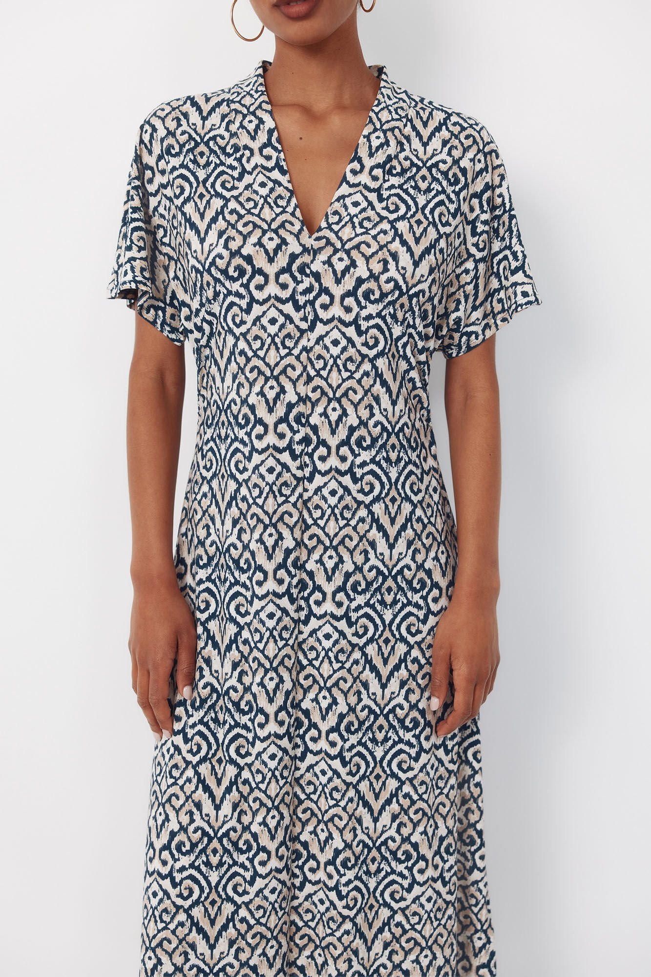 Cortefiel Printed dress Printed beige