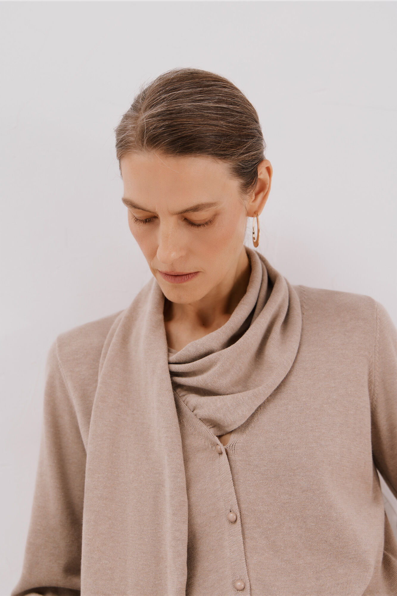 Cortefiel Jacket with scarf Beige