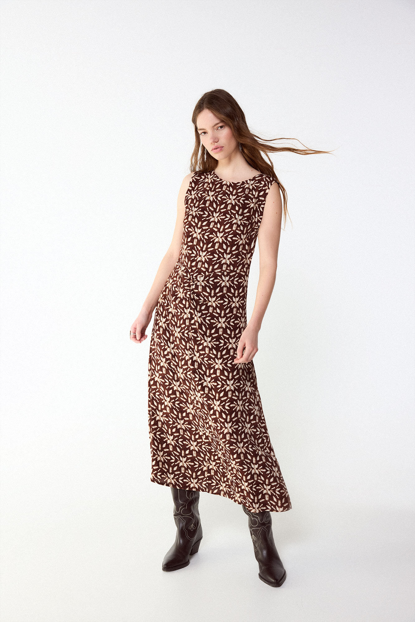 Slowlove Vestido estampado com franzido