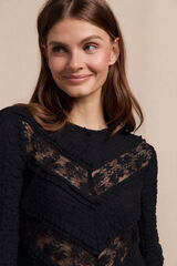 Slowlove Top de renda combinada Preto