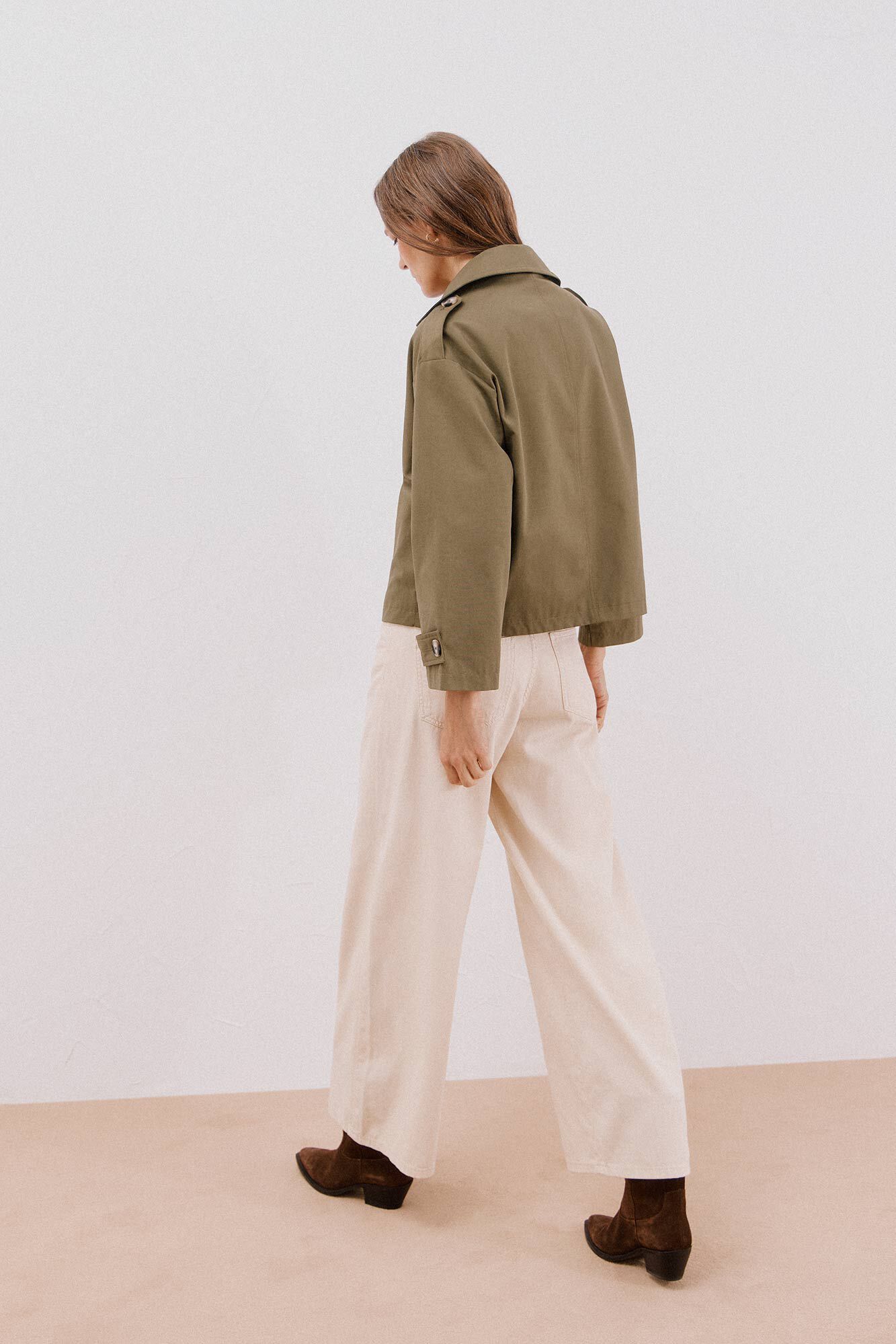 Cortefiel Gabardina curta Verde