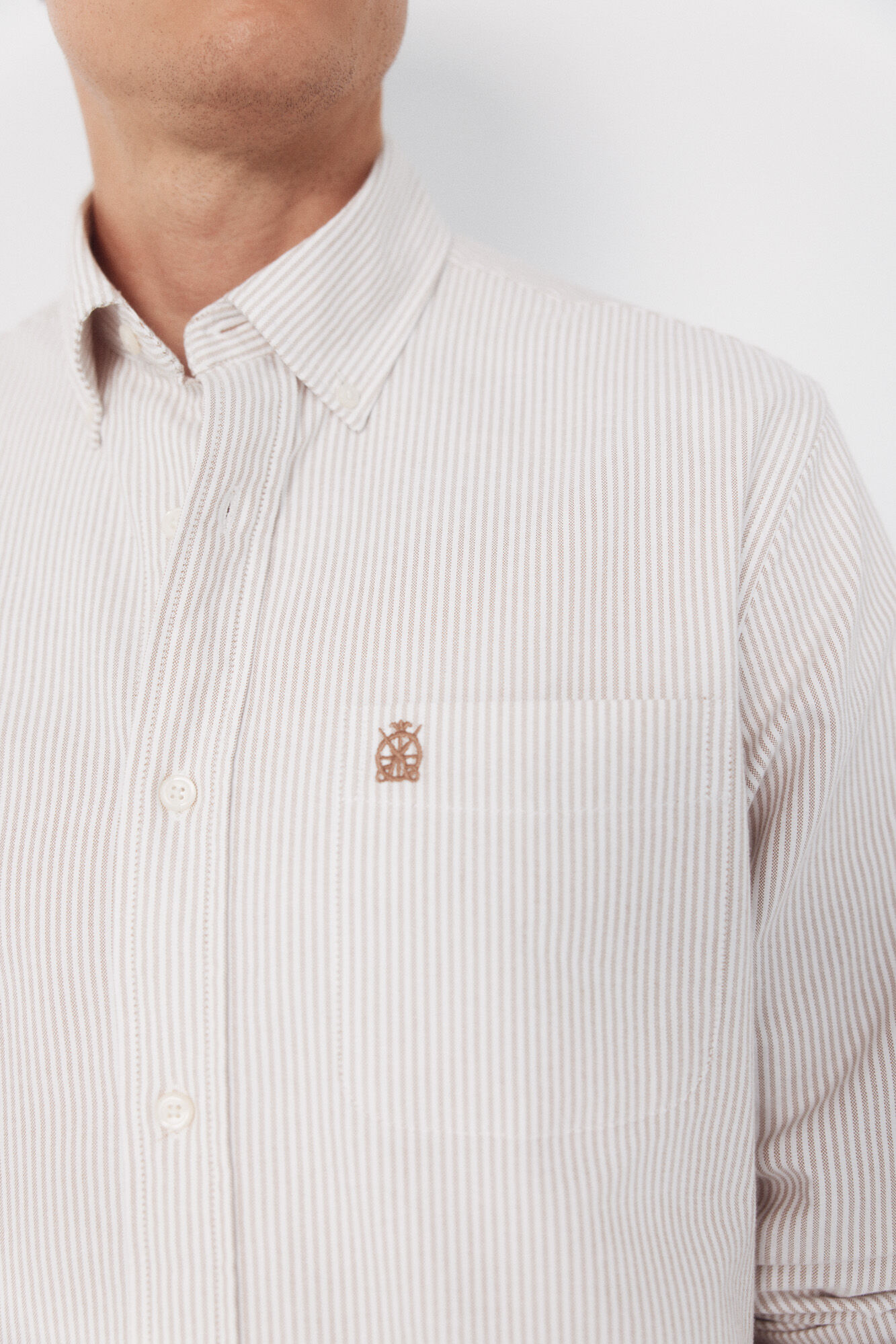 Cortefiel Candle stripe oxford shirt Ivory