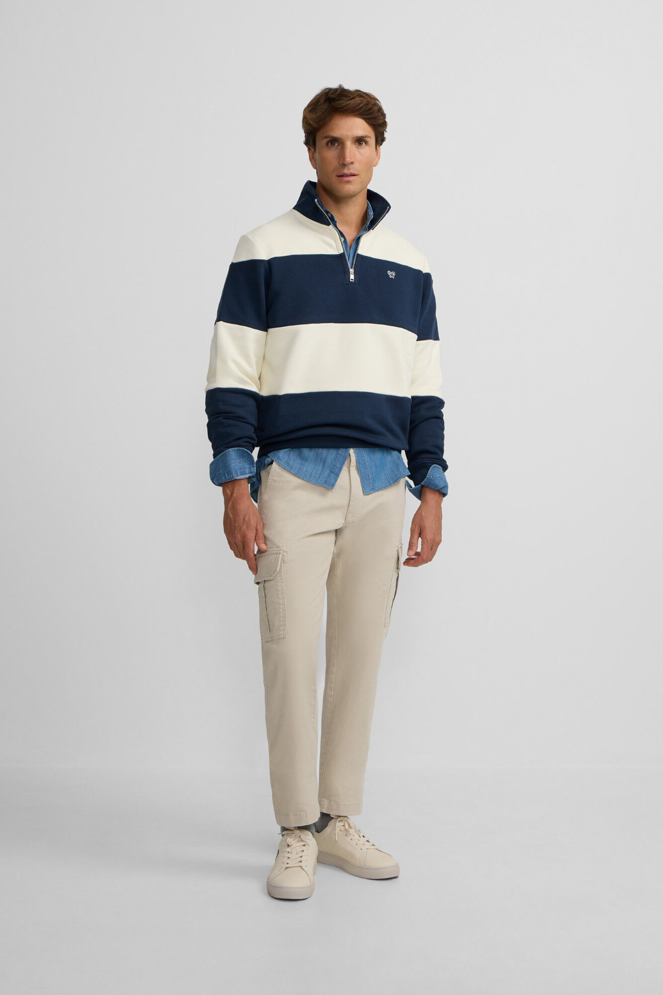 Silbon Sweatshirt fecho-&eacute;clair largo com meia z&iacute;per