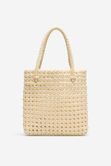 Cortefiel Fabric braided handbag Ivory