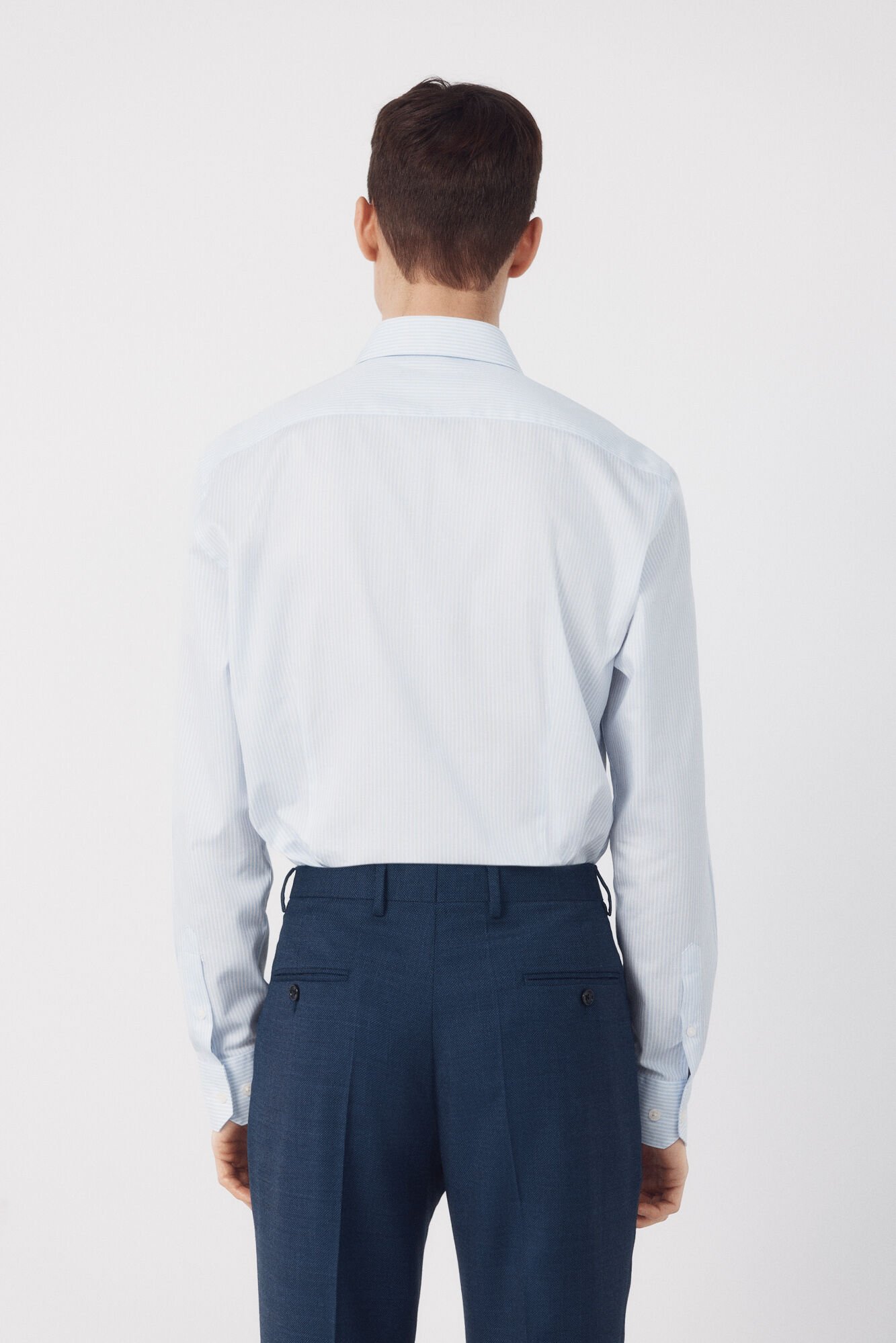 Cortefiel Striped slim fit easy-iron dress shirt Blue