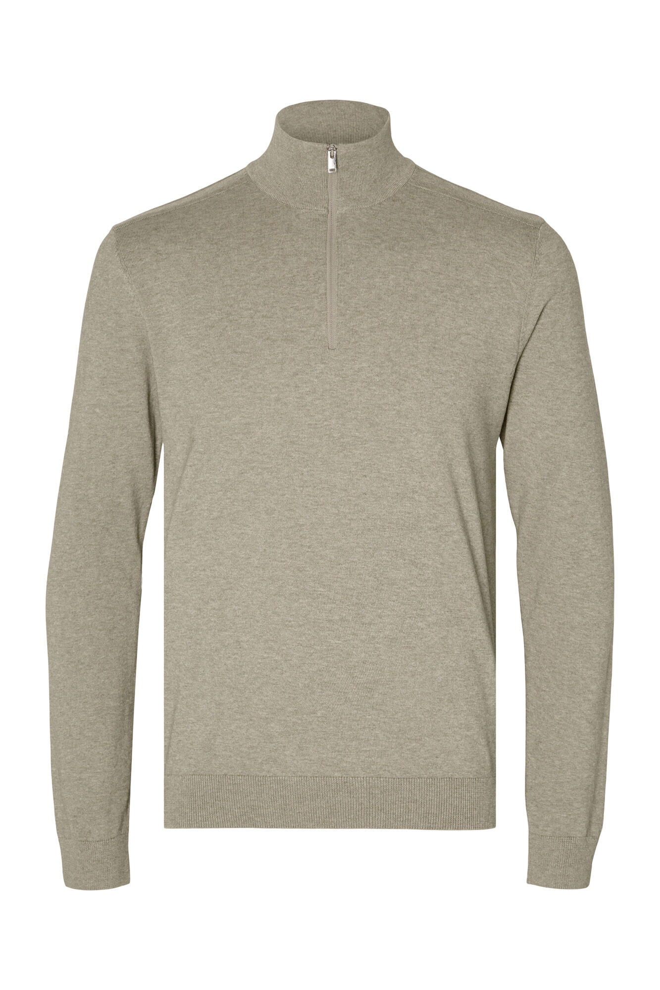 Selected Jersey de punto con media cremallera 100% algod&oacute;n Verde