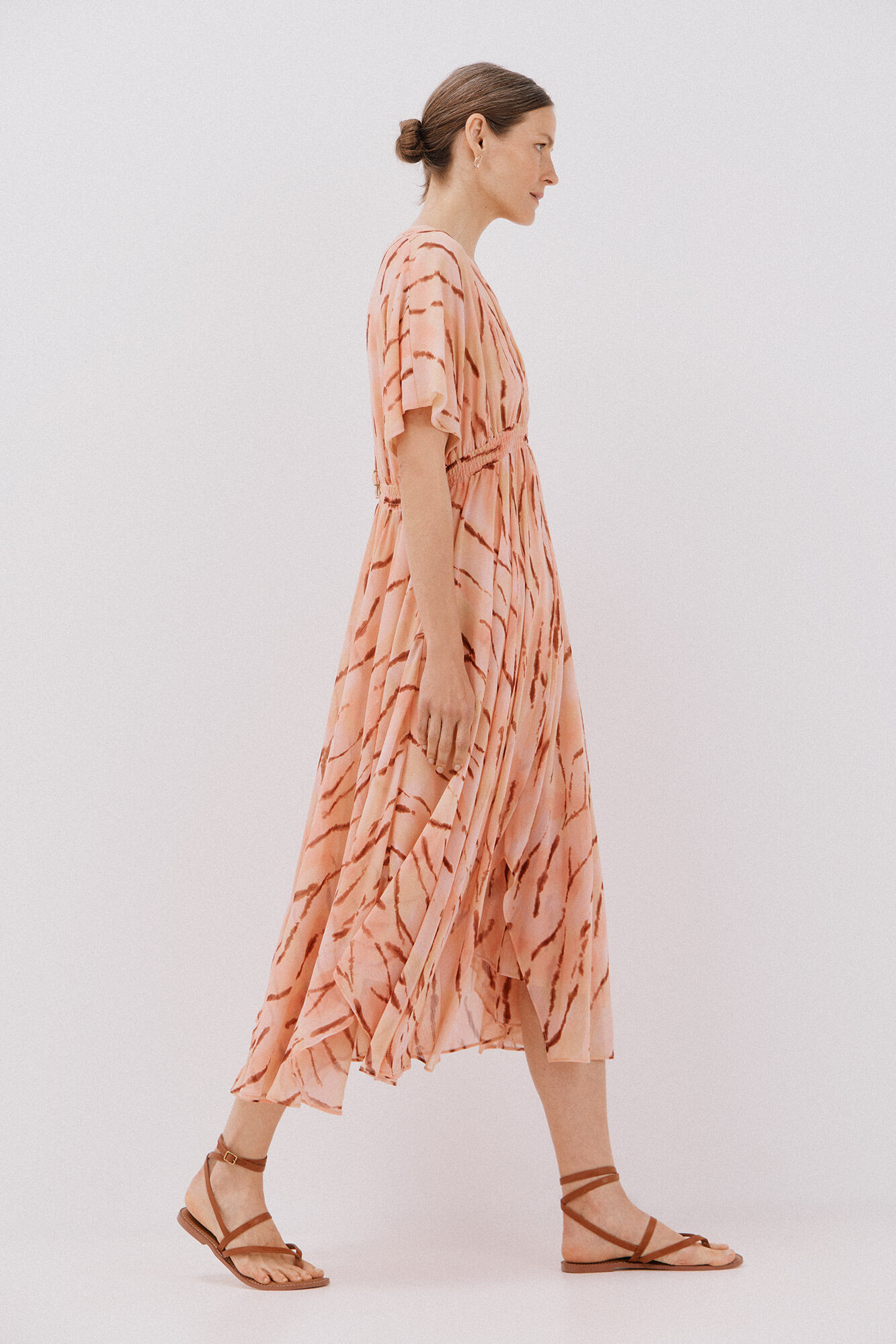 Cortefiel Long fluid print dress