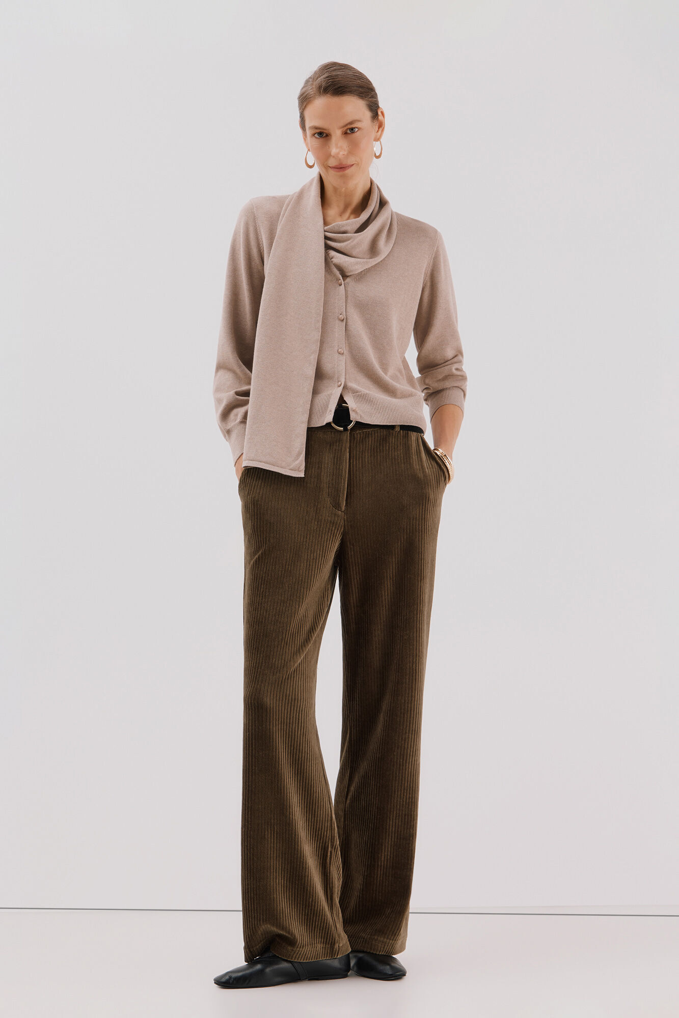 Cortefiel Jacket with scarf Beige