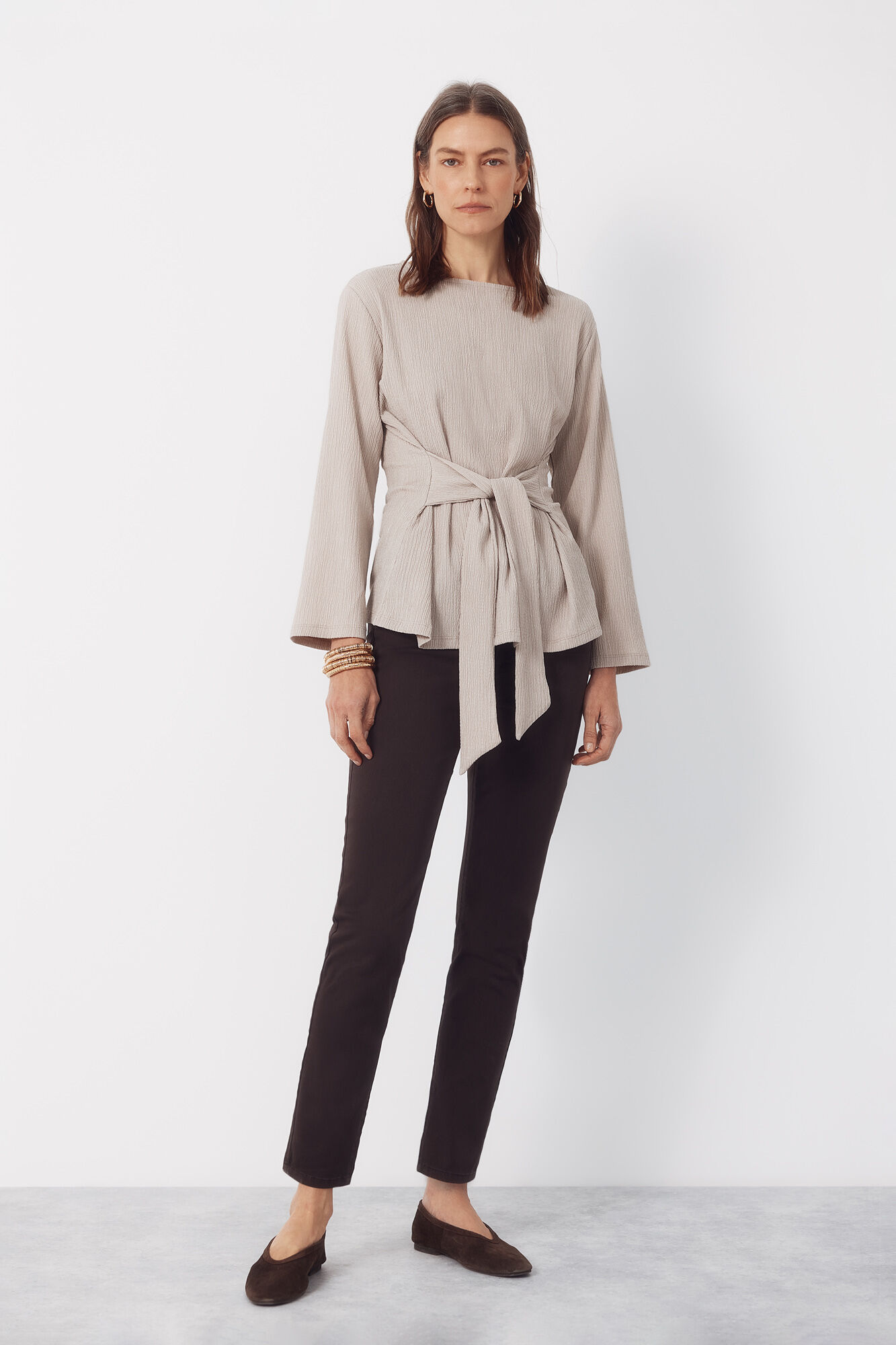 Cortefiel Front knot top Beige