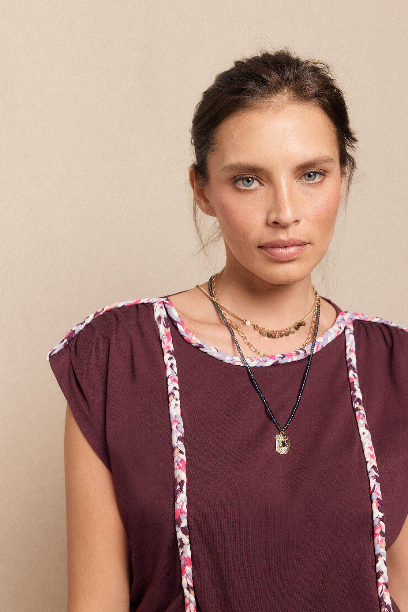 Slowlove Camiseta tran&ccedil;ada franzida