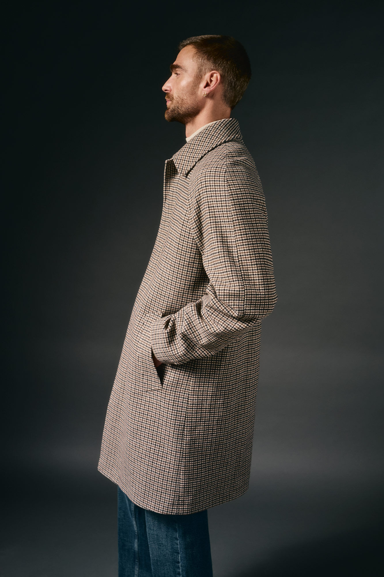 OOTO Abrigo cuadro inglesado Beige