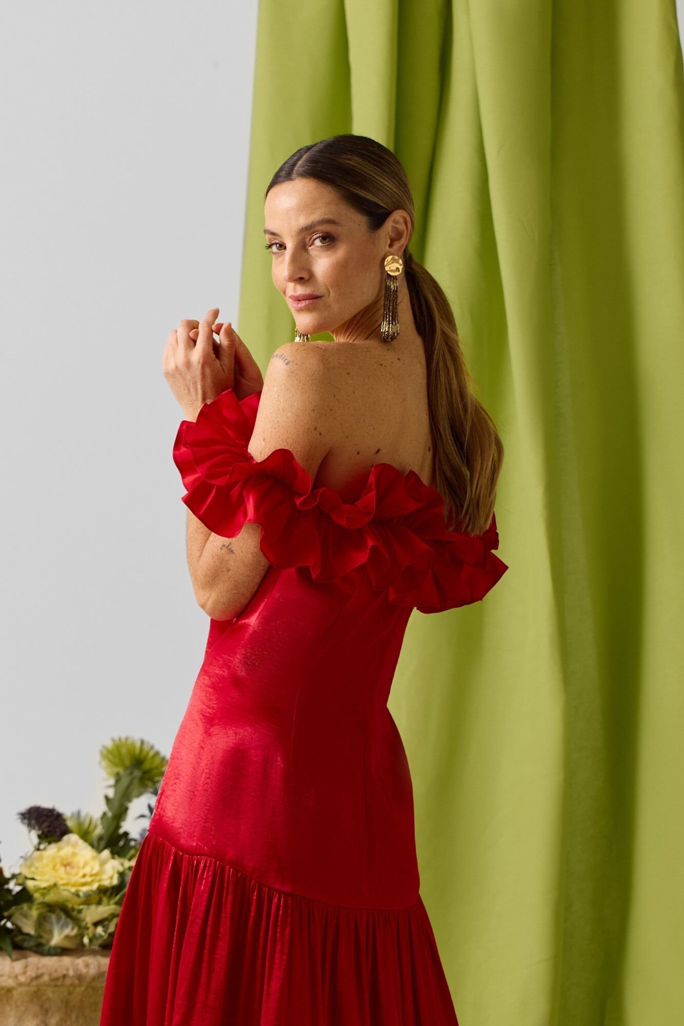 Silbon Vestido com folho da cole&ccedil;&atilde;o Event Vermelho