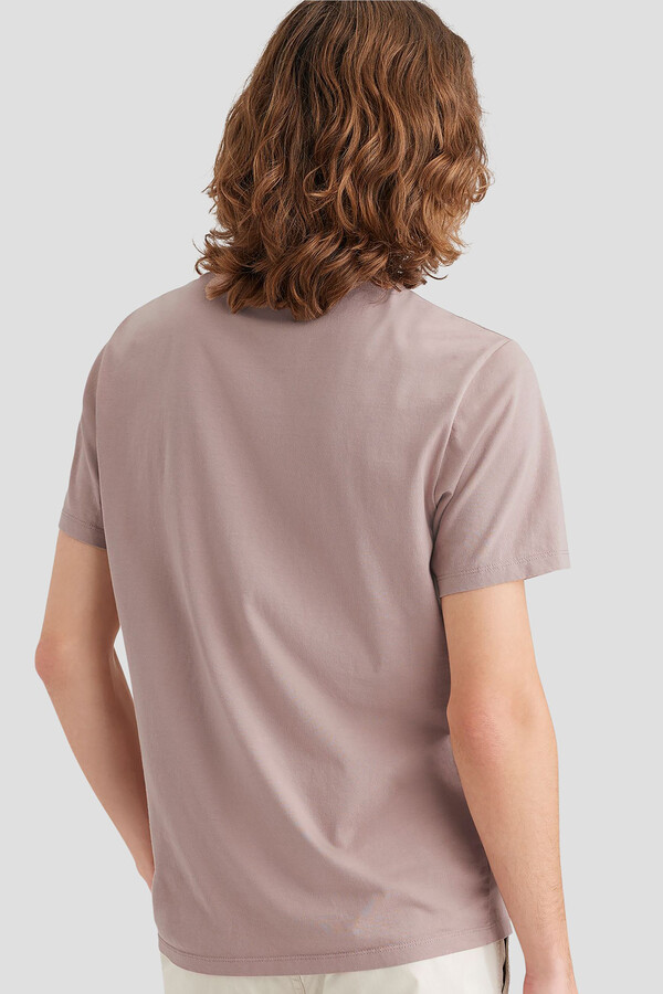 Cortefiel Slim fit logo T-shirt Pink