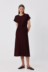 Cortefiel Gathered dress Maroon
