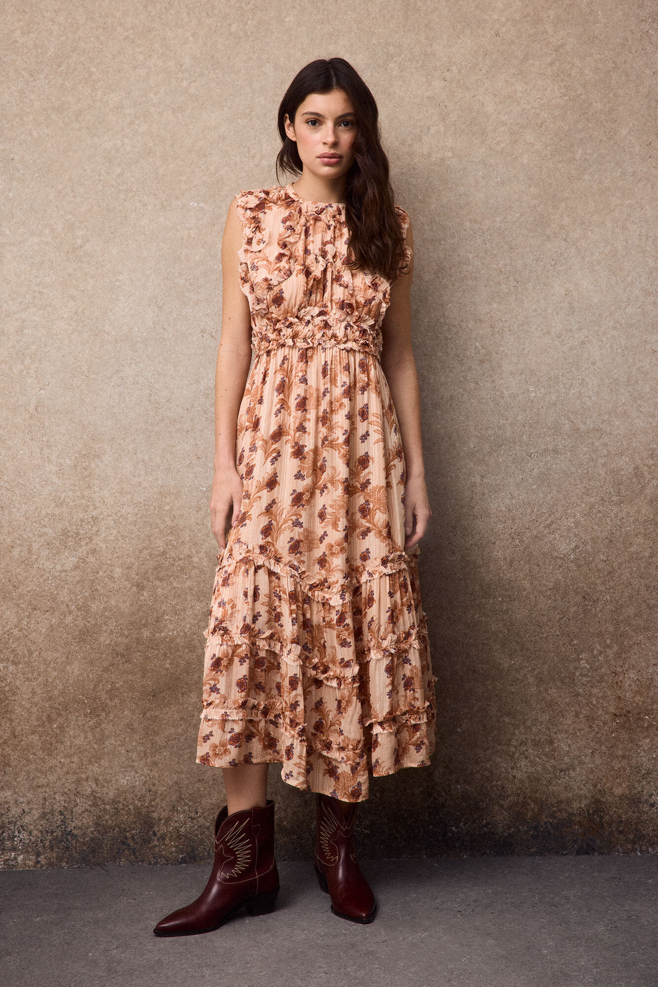 Slowlove Vestido fluido estampado Estampado naranja