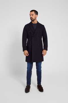Cortefiel Navy blue wool double-breasted coat Navy