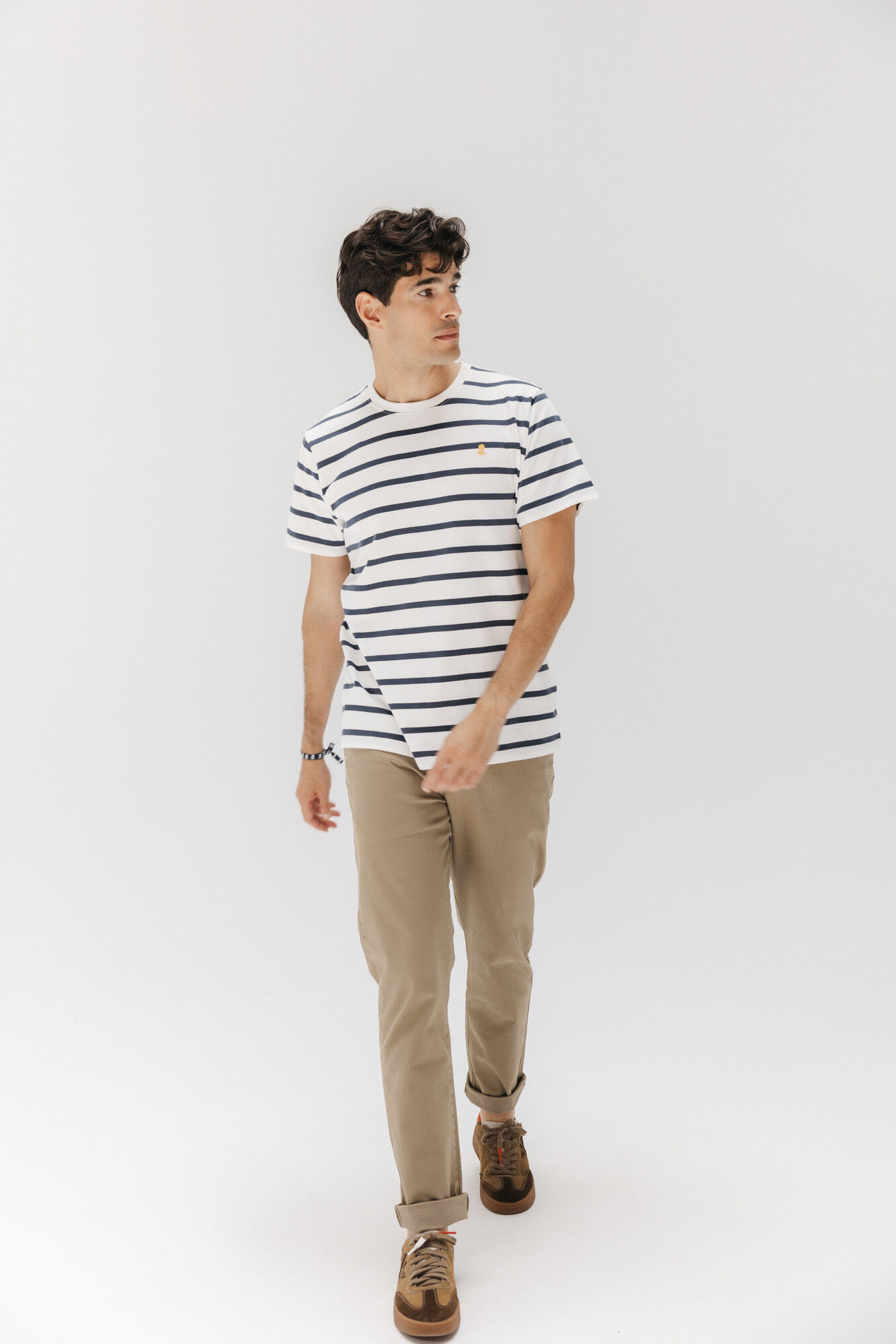 elPulpo Camiseta b&aacute;sica bordado rayas