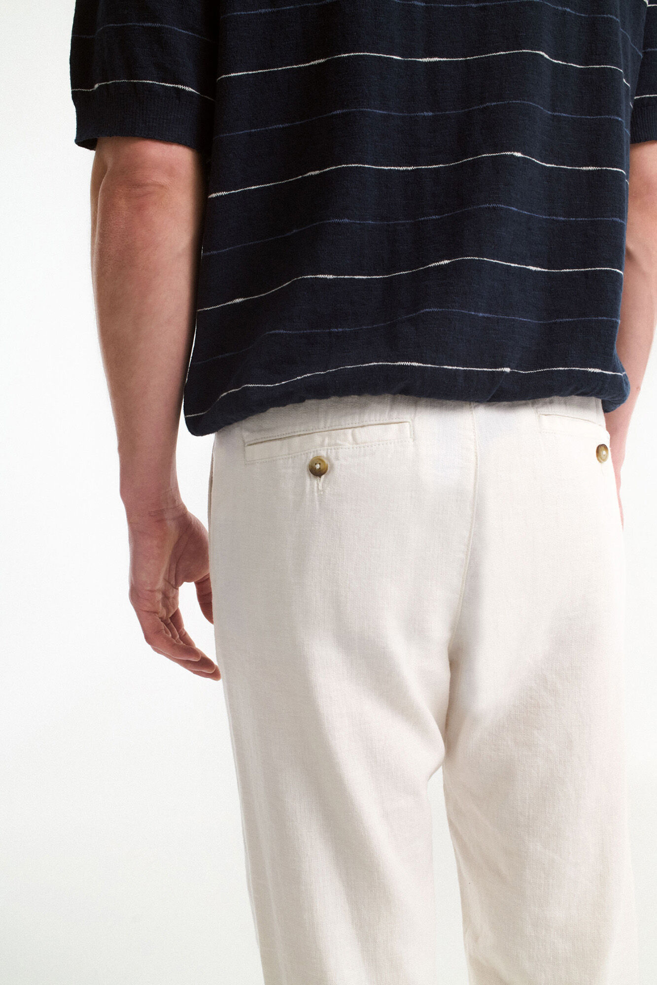 Selected Cal&ccedil;as de linho com ajuste relaxado Branco