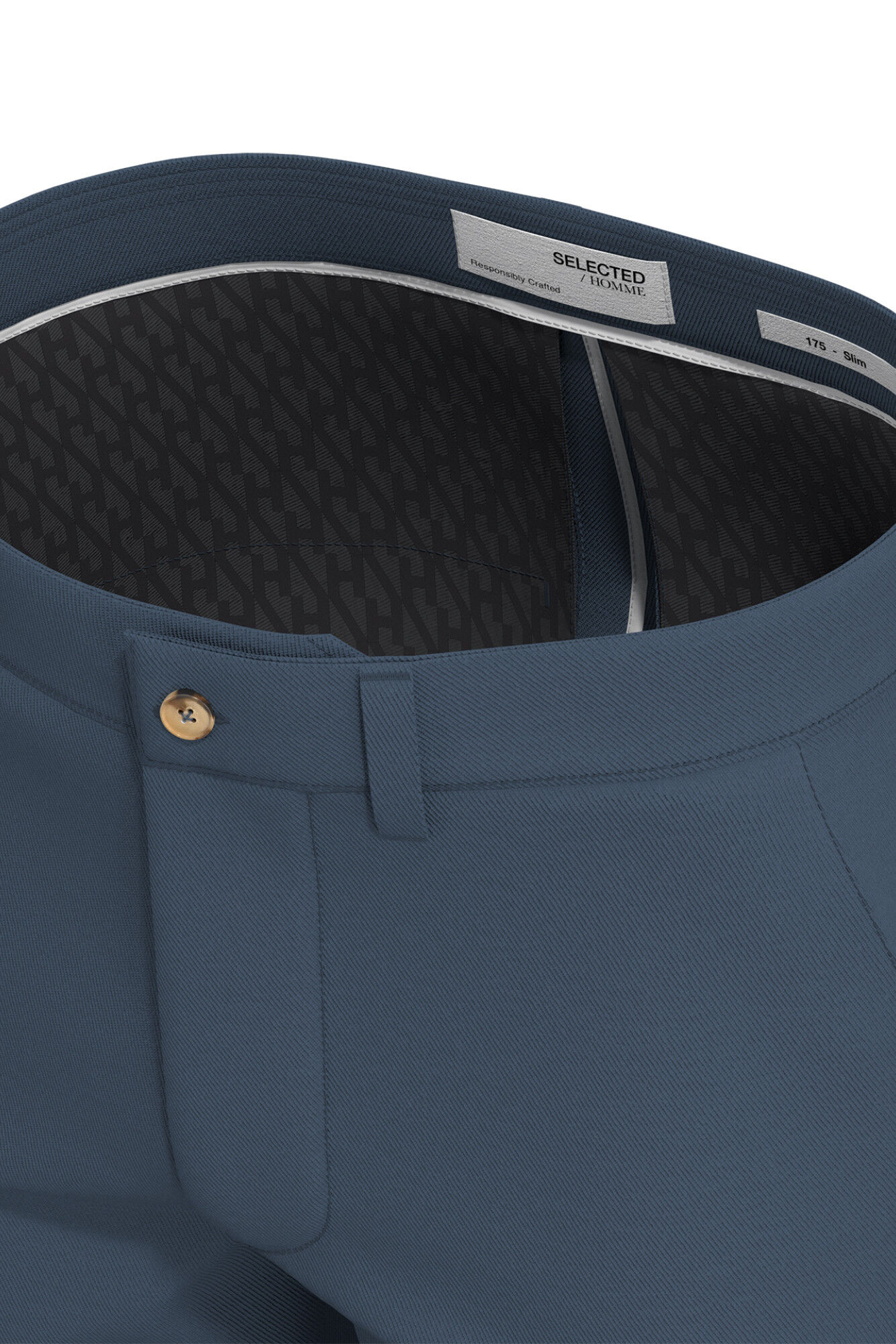 Selected Cal&ccedil;a cal&ccedil;as chino slim fit feita de algod&atilde;o org&acirc;nico  Azul