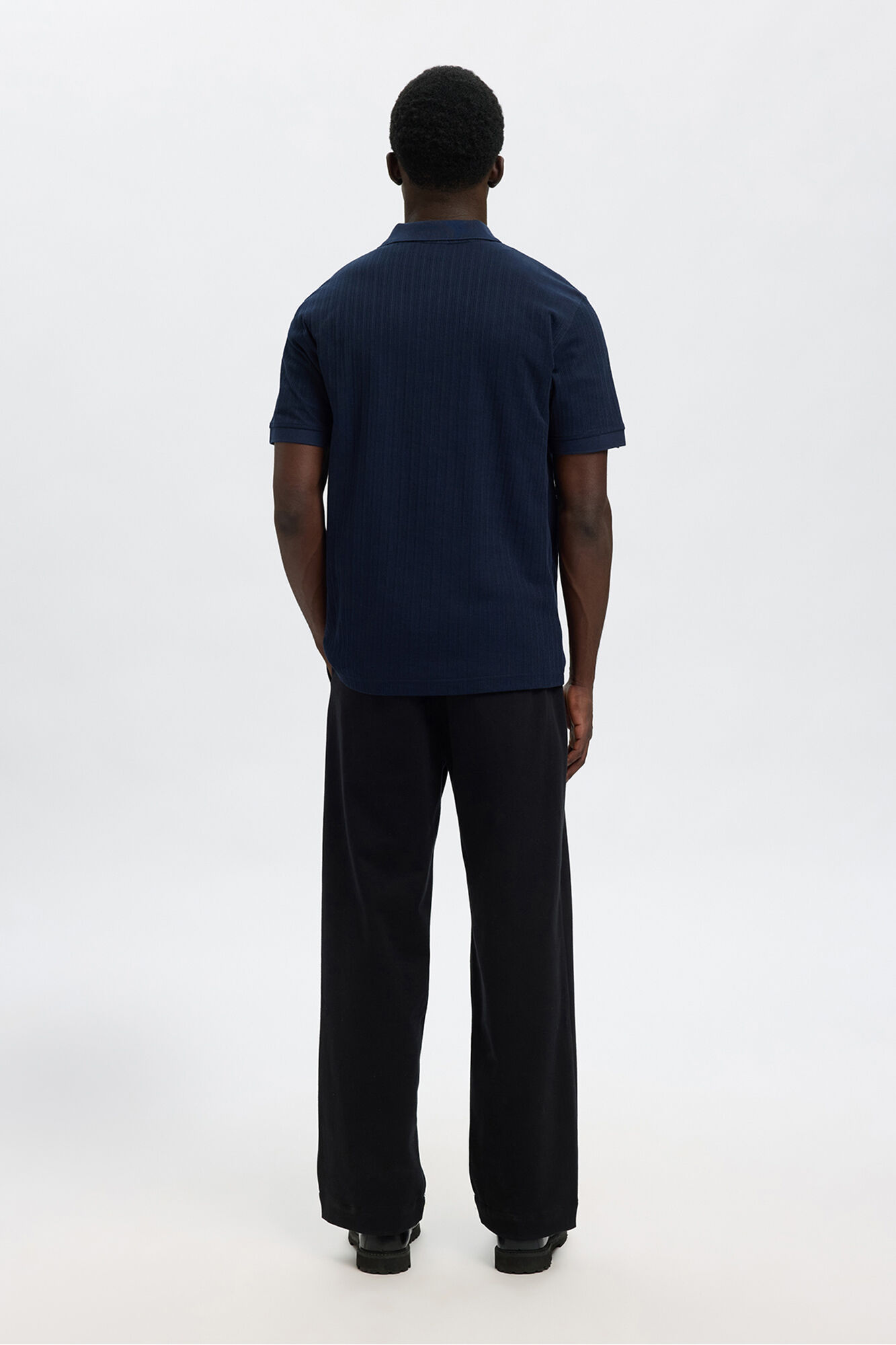 Selected Regular Fit Short Sleeve Rib Polo shirt  Navy