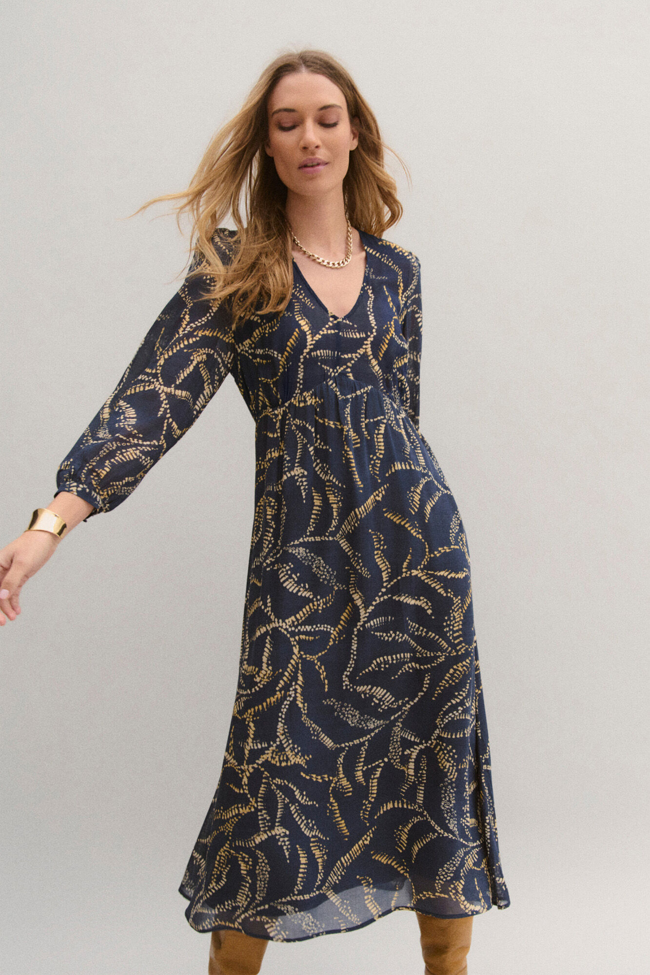 Caroll Vestido midi estampado 100% viscose