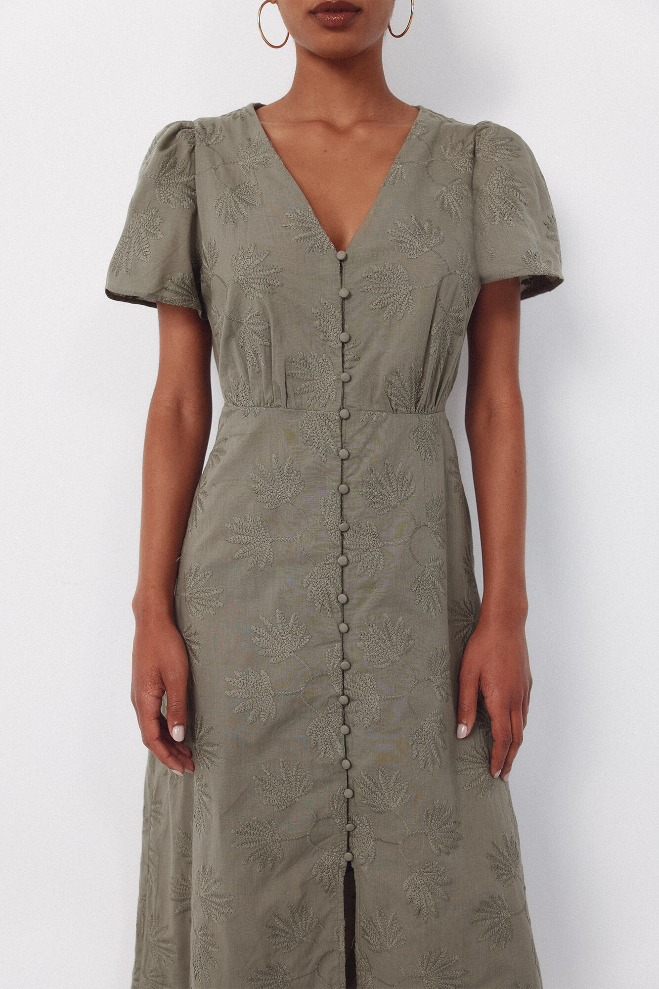Cortefiel Vestido bordado Verde