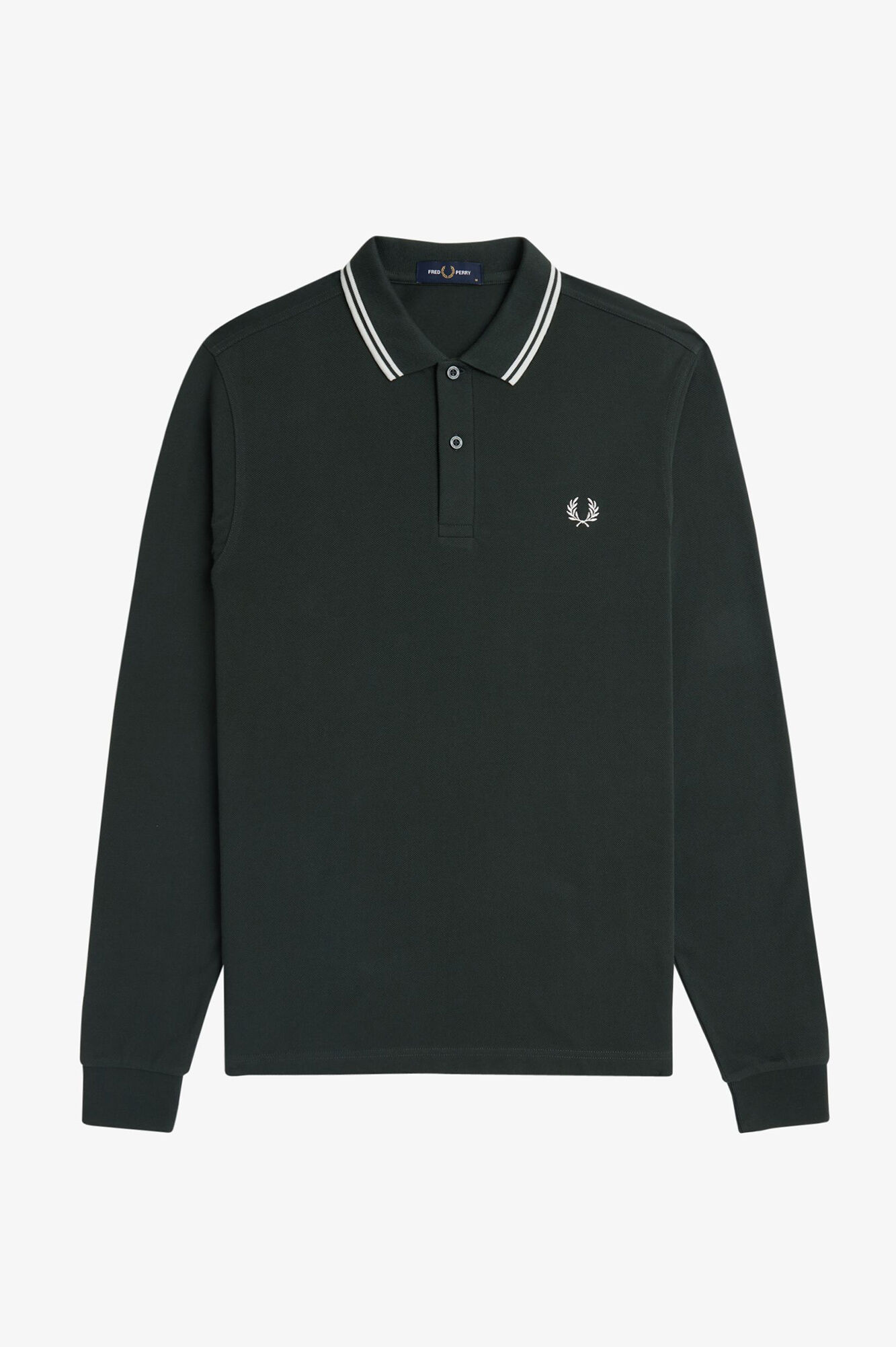 Fred Perry Polo piqu&eacute; de manga comprida masculina Verde