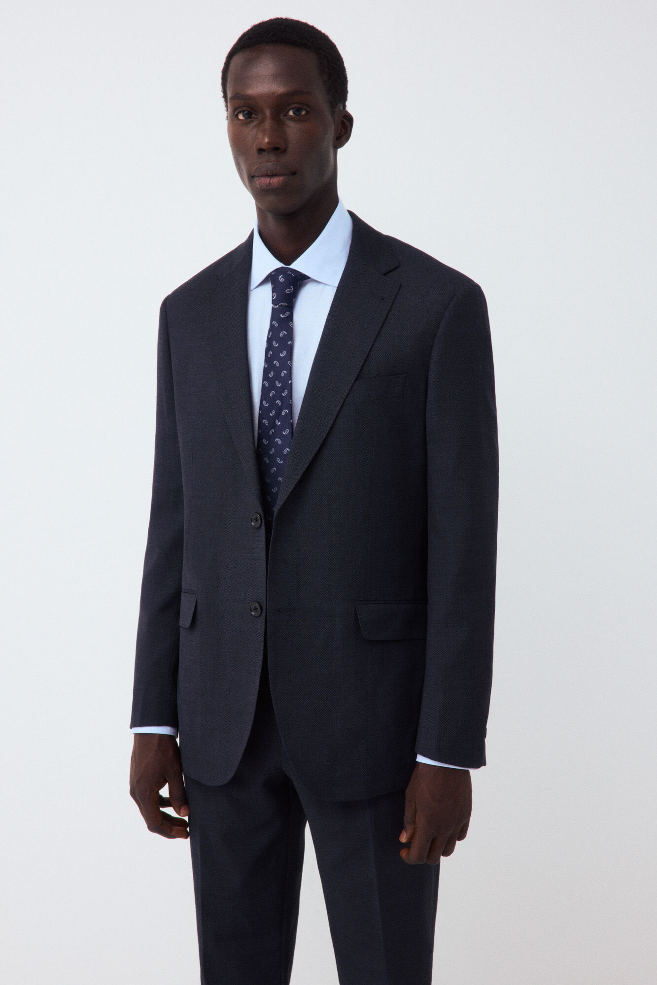 Cortefiel Blazer tailored fit em olho de perdiz navy